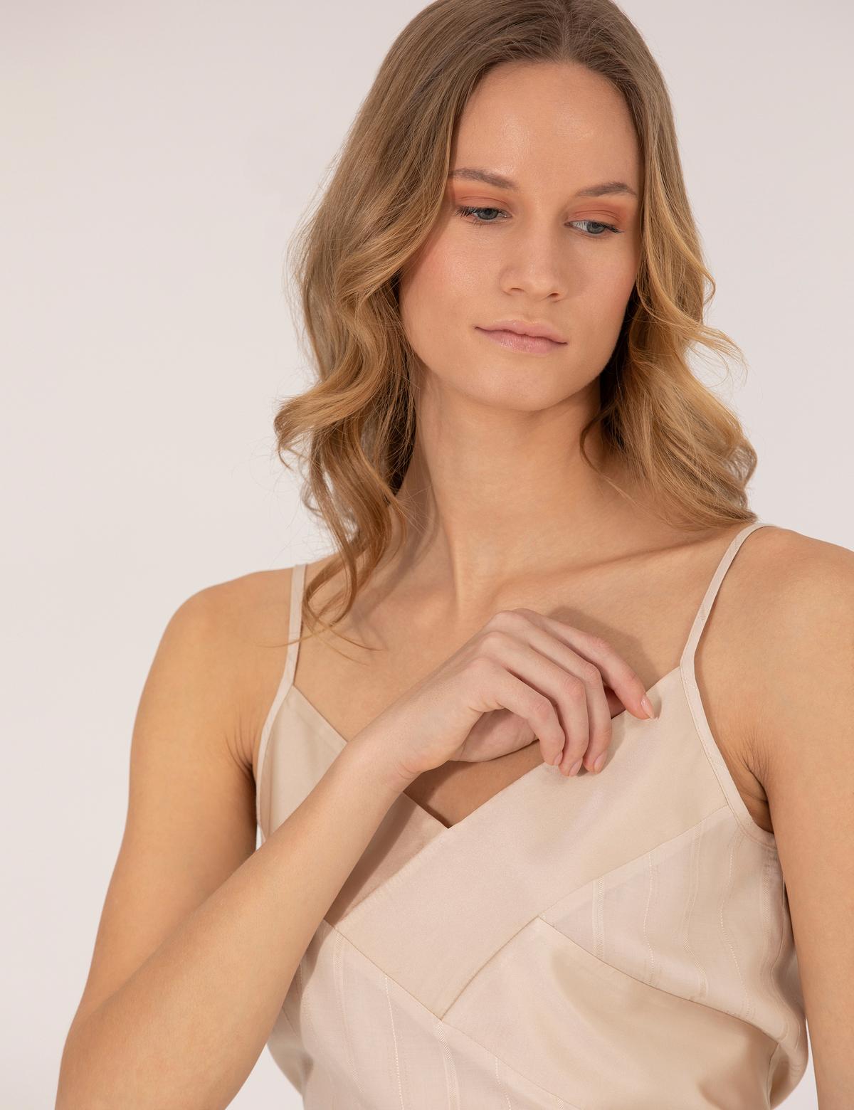 Bej Askılı Regular Fit Bluz - 50262565022