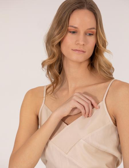 Bej Askılı Regular Fit Bluz - 50262565022