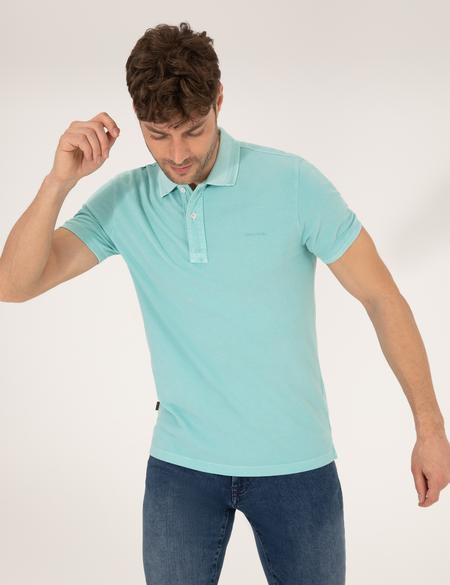 Mavi Slim Fit Dokulu Polo Yaka Tişört - 50264742044