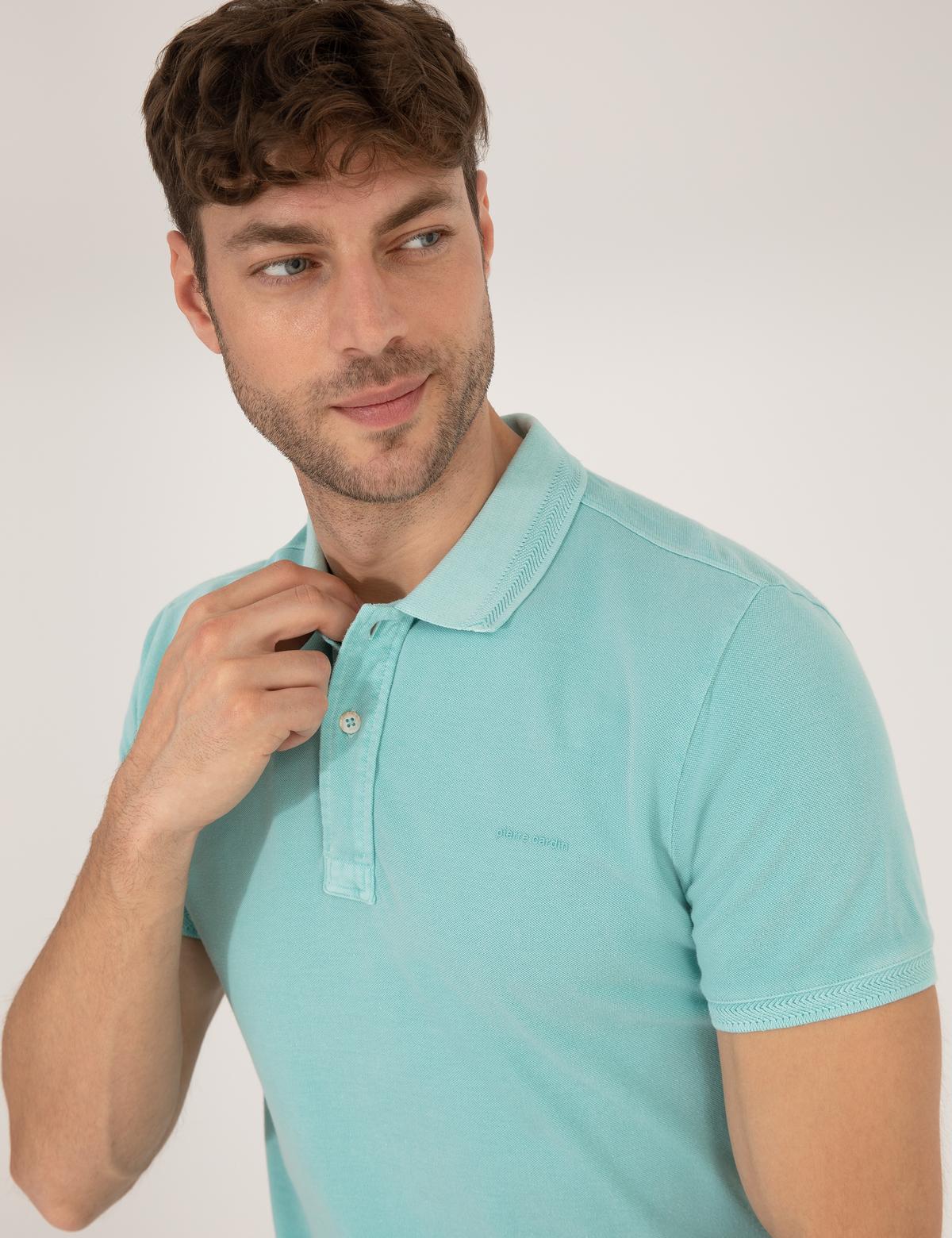 Mavi Slim Fit Dokulu Polo Yaka Tişört - 50264742044