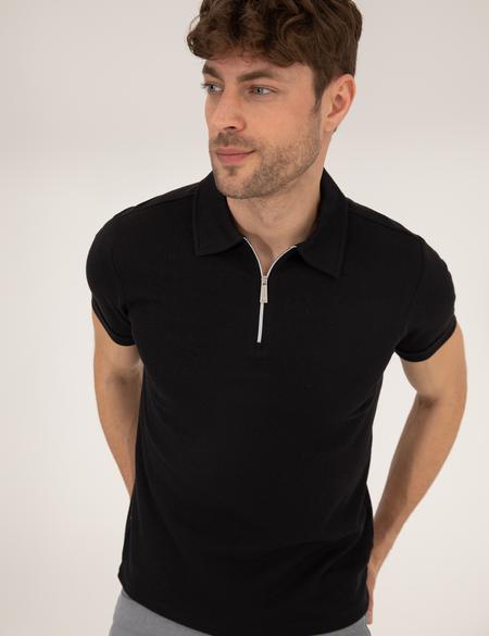 Siyah Slim Fit Tişört - 50265316006