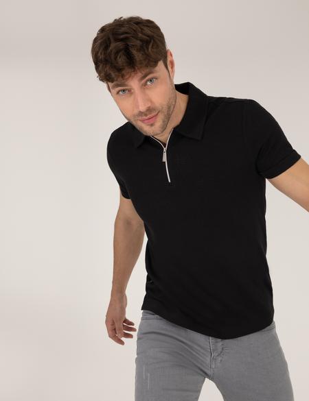 Siyah Slim Fit Tişört - 50265316006