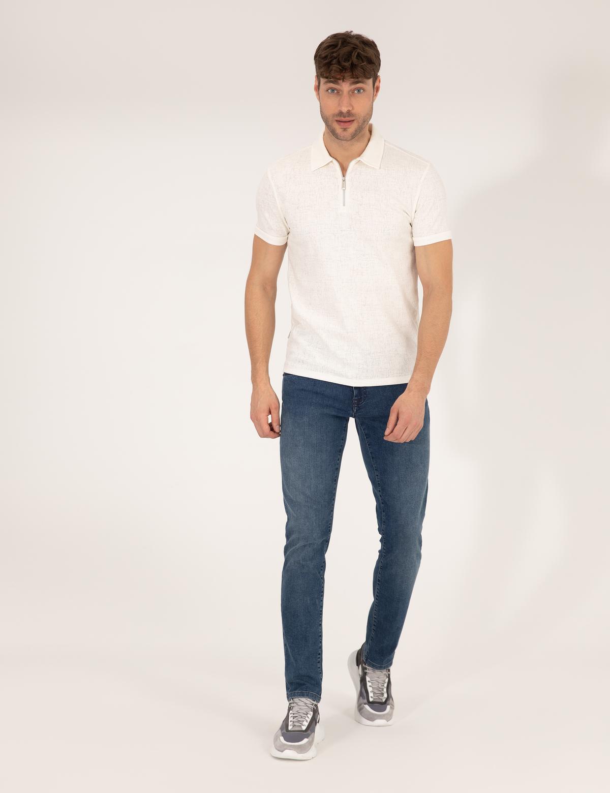 Ekru Slim Fit Tişört - 50265316024