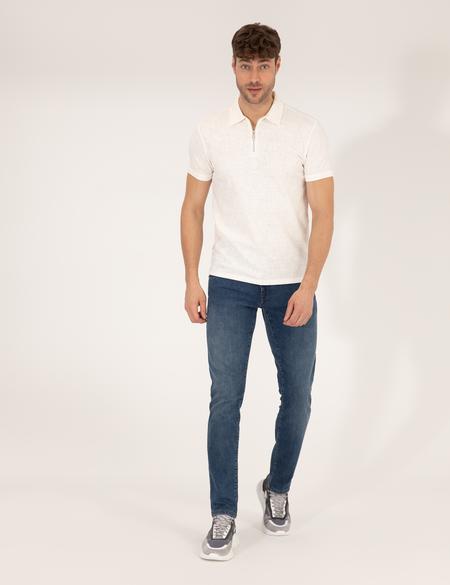 Ekru Slim Fit Tişört - 50265316024
