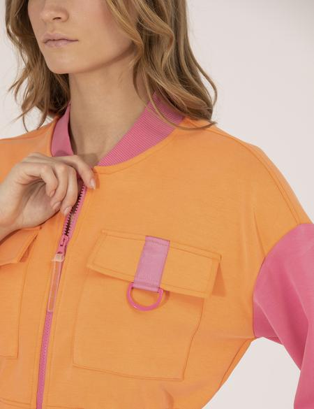 Turuncu Crop Top Fermuarlı Sweatshirt - 50268474005