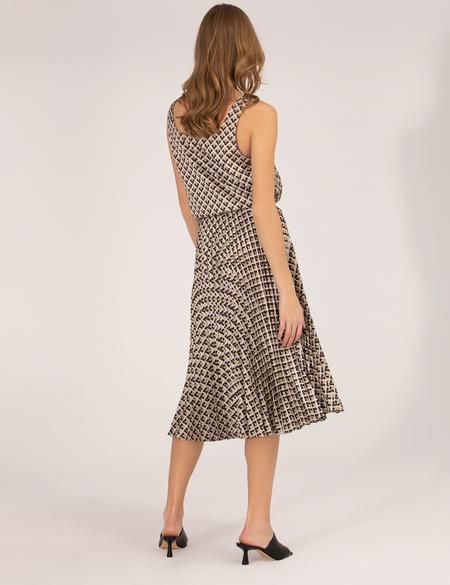 Siyah Desenli Pileli Midi Etek - 50269324024