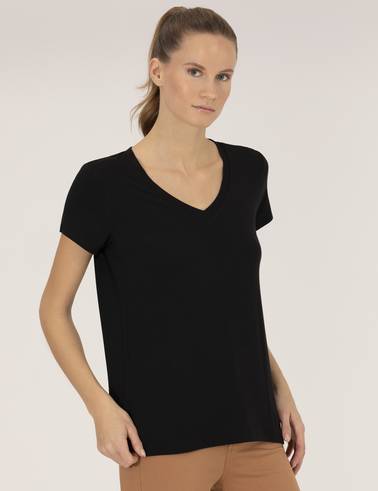 Siyah Comfort Fit V Yaka Basic Tişört