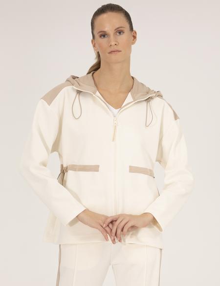 Ekru Oversize Fermuarlı Sweatshirt - 50262496020