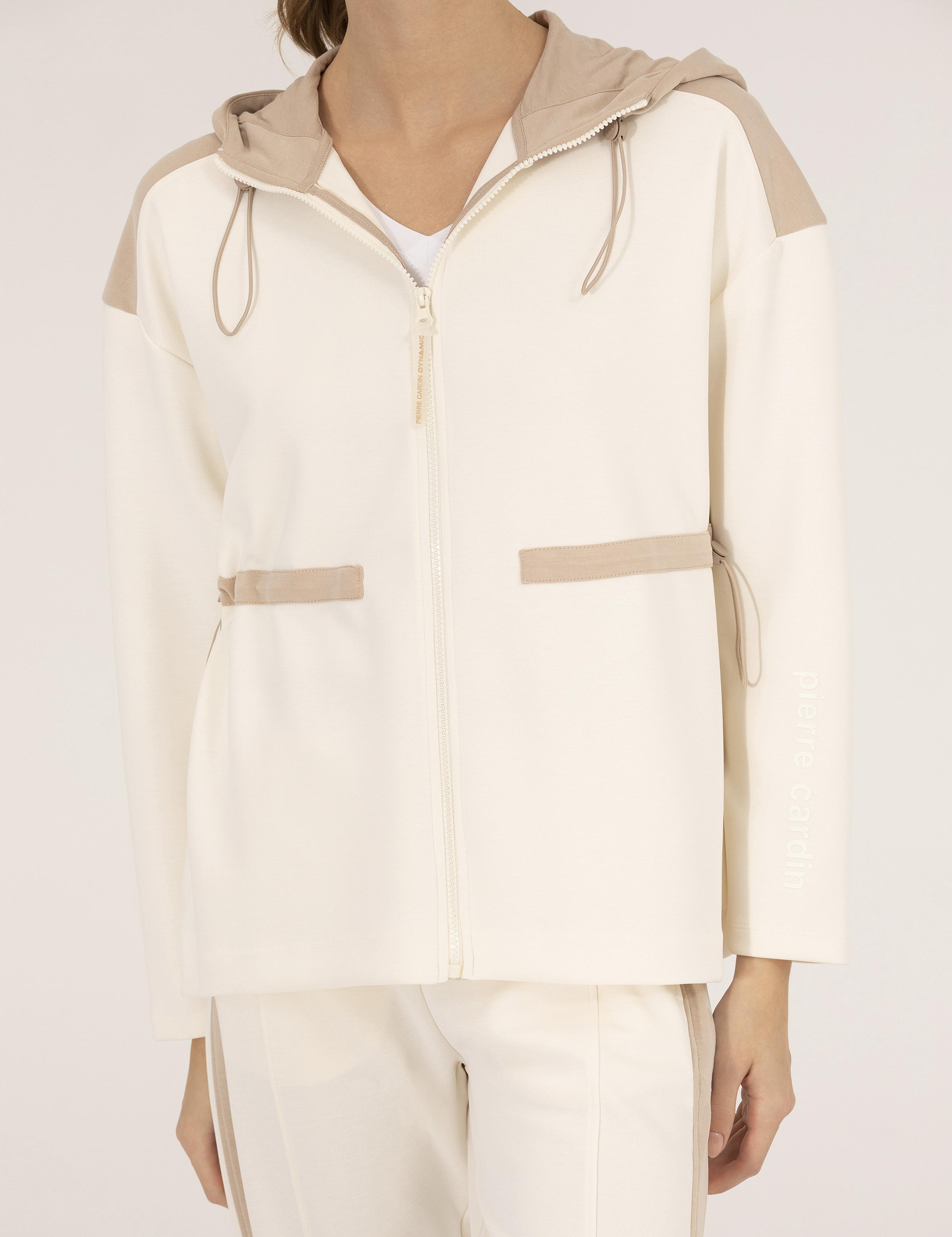 Ekru Oversize Fermuarlı Sweatshirt