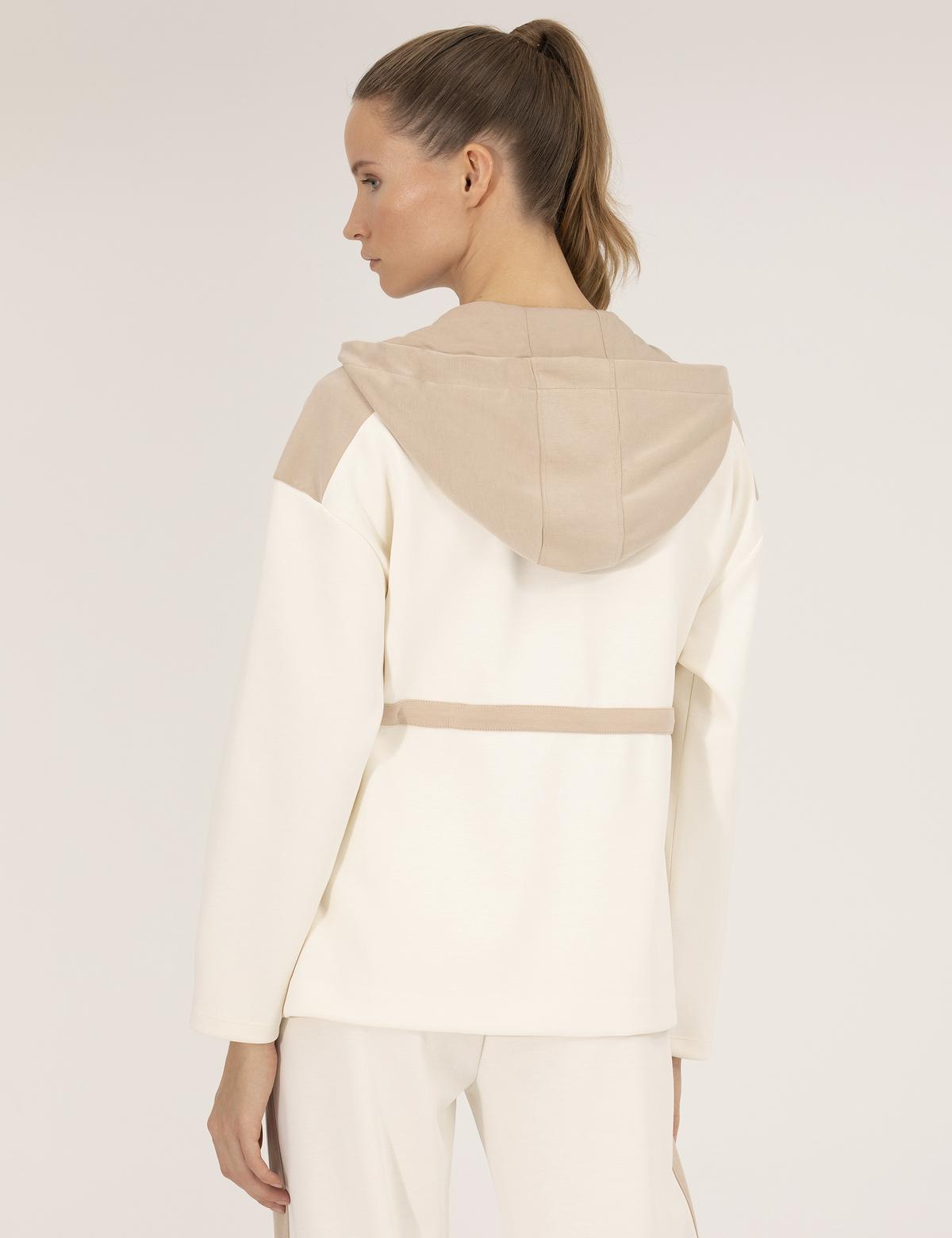 Ekru Oversize Fermuarlı Sweatshirt - 50262496020