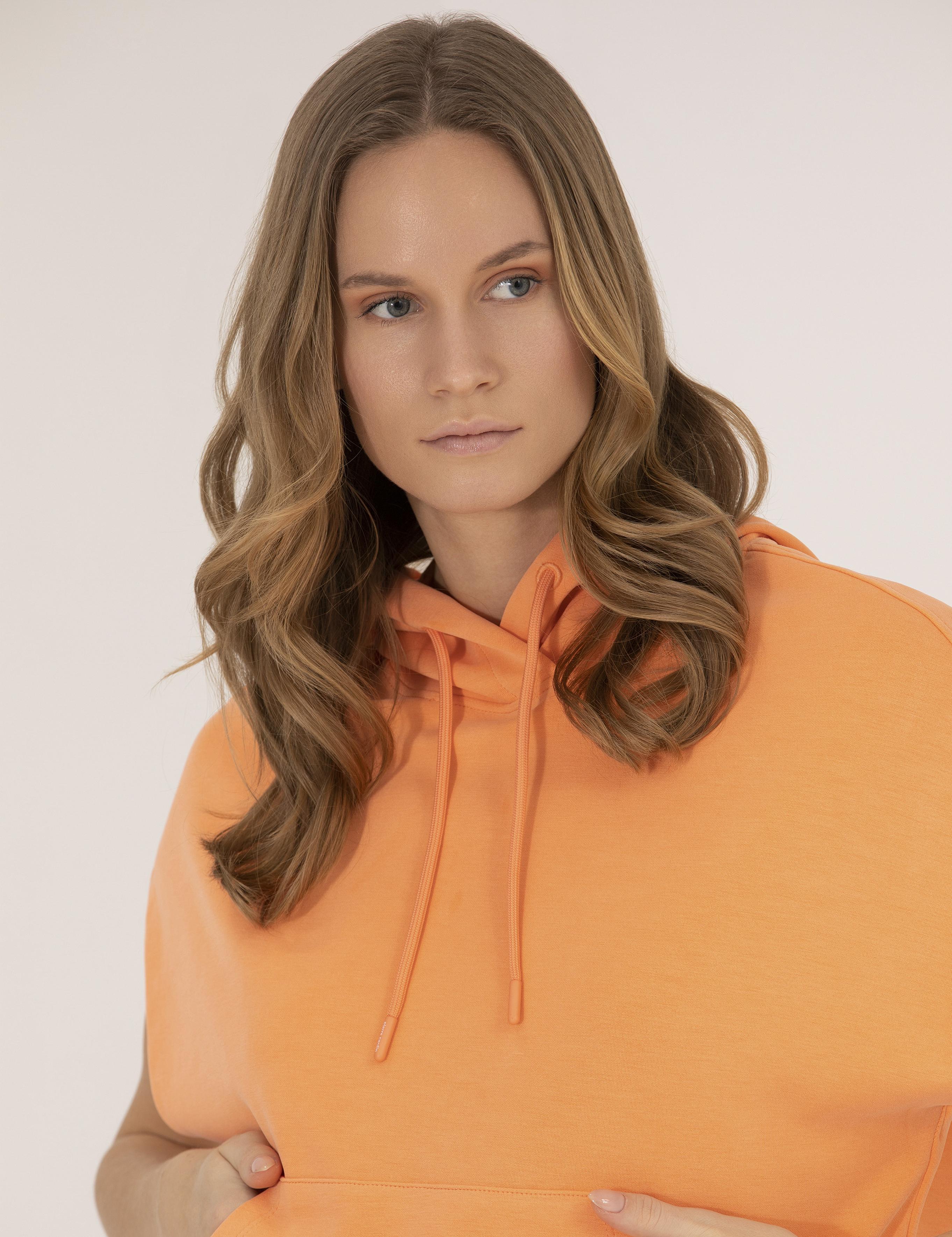 Turuncu Comfort Fit Kapüşonlu Sweatshirt