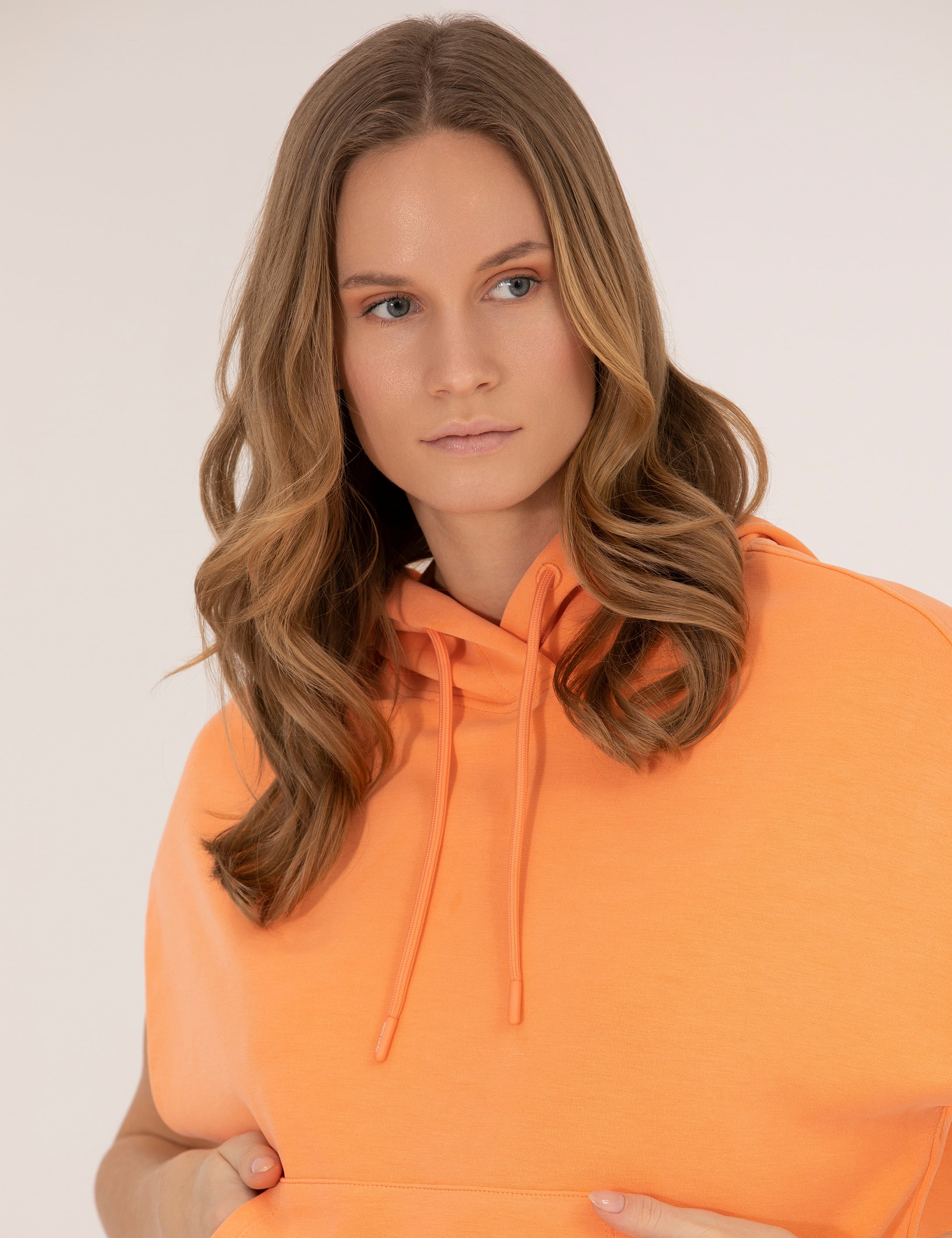 Turuncu Comfort Fit Kapüşonlu Sweatshirt - Image 2