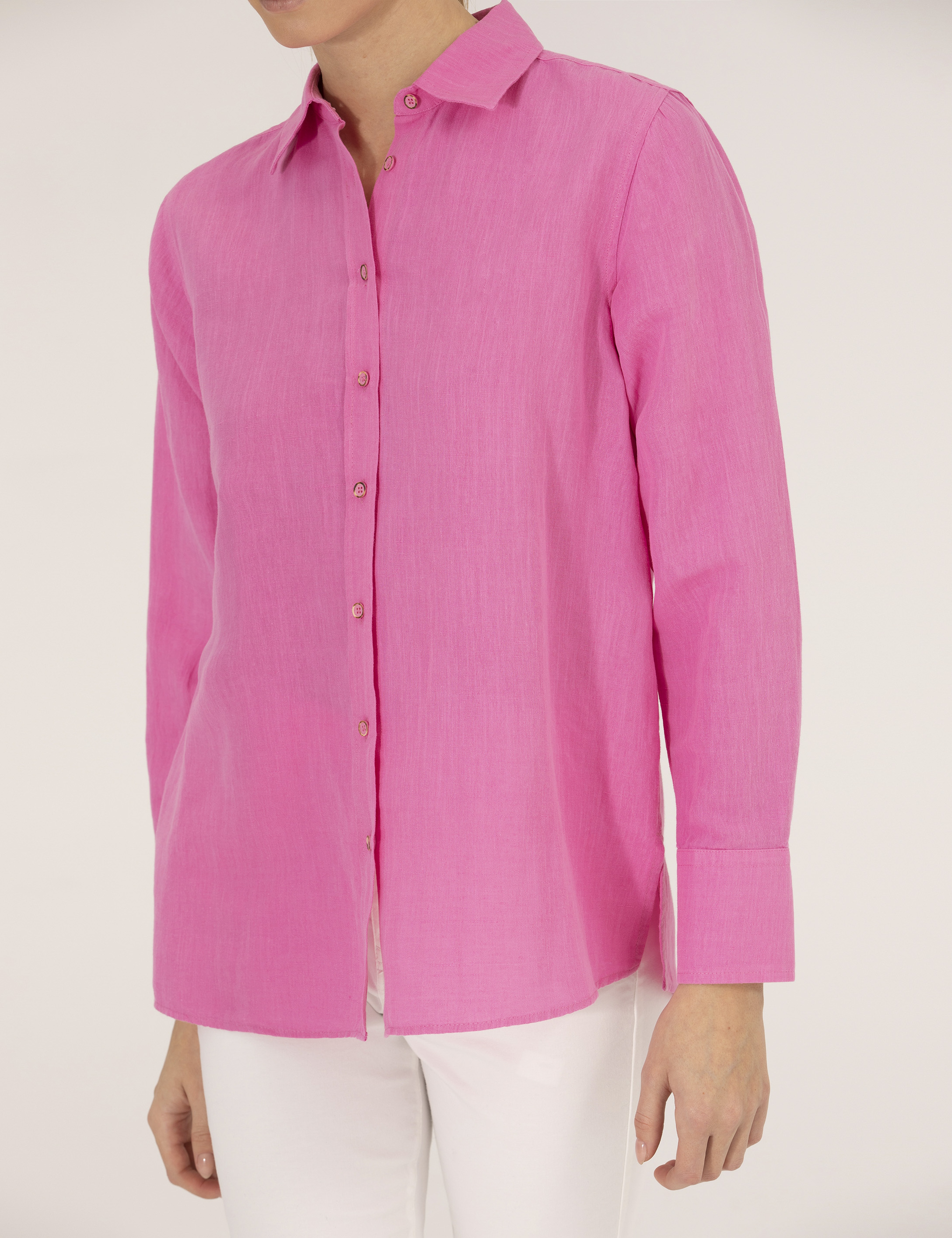 Pembe Keten Karışımlı Gömlek - Image 6