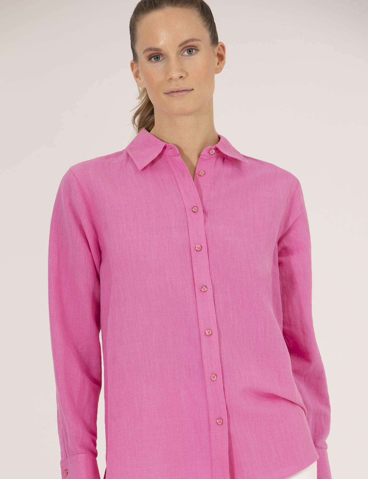 Pembe Keten Karışımlı Gömlek - 50262568027