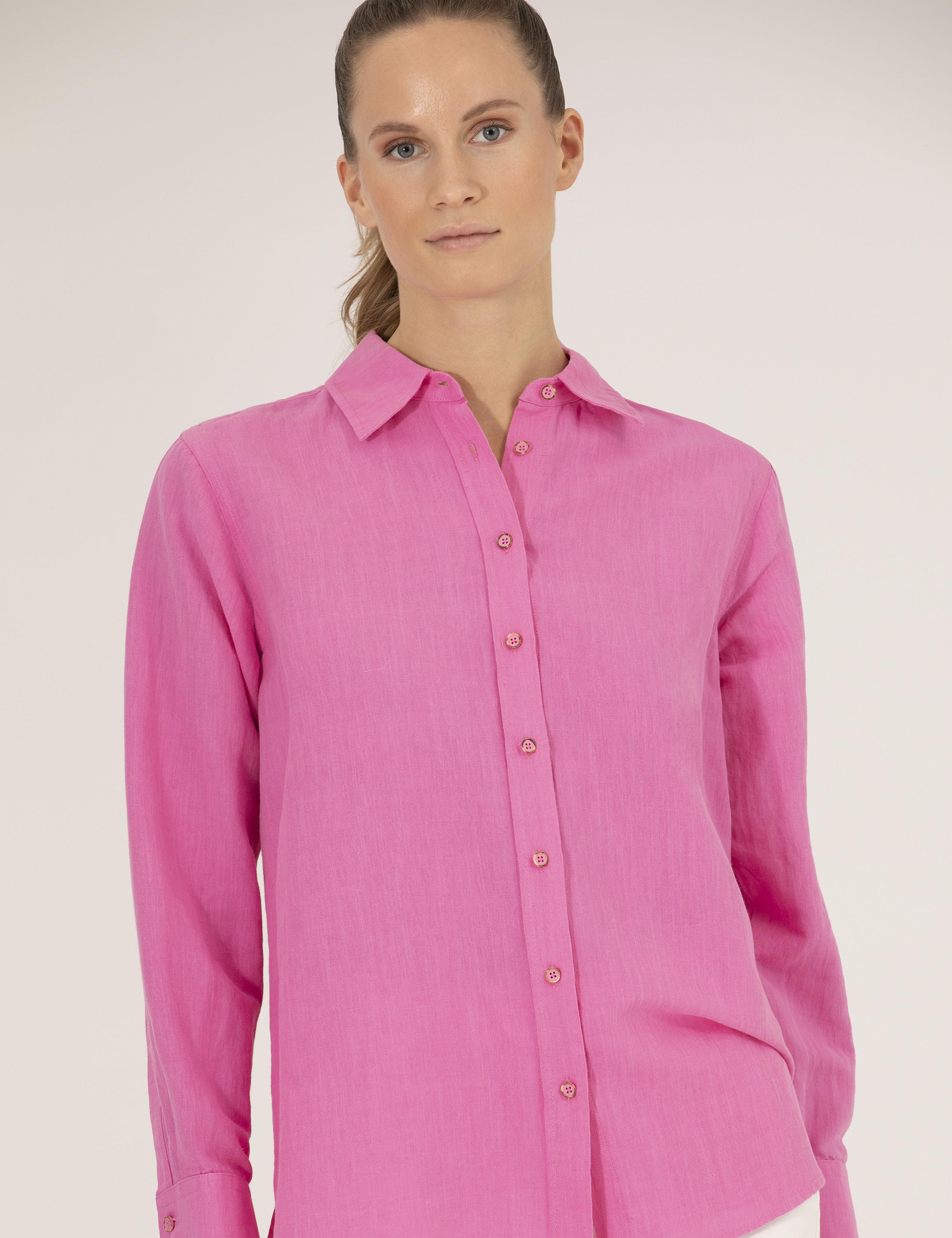 Pembe Keten Karışımlı Gömlek