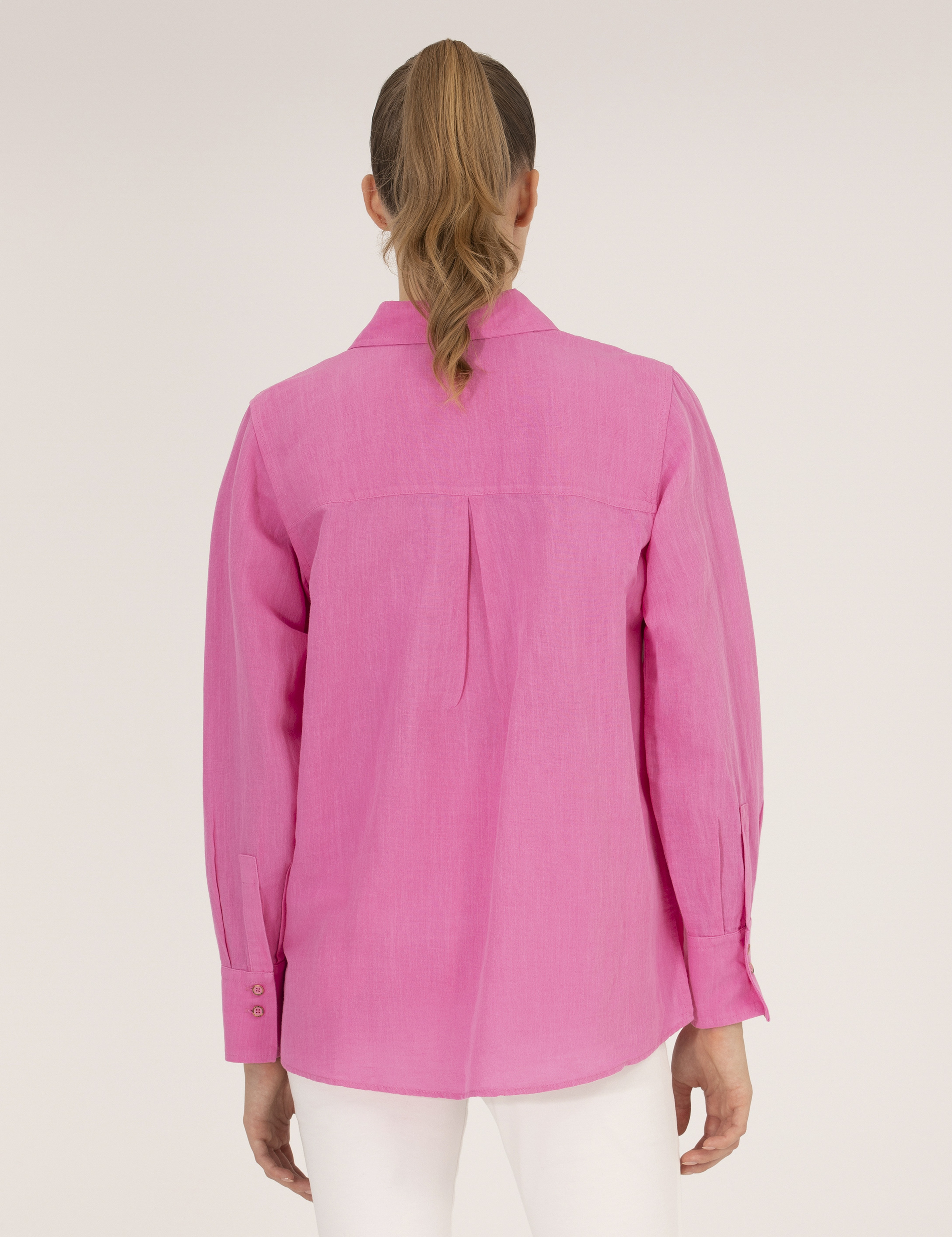 Pembe Keten Karışımlı Gömlek - Image 5