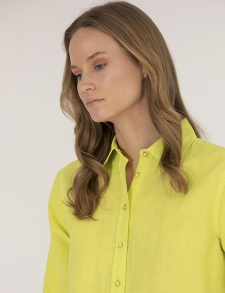 Sarı Keten Karışımlı Gömlek - 50262568040