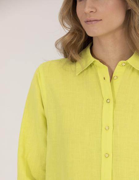 Sarı Keten Karışımlı Gömlek - 50262568040