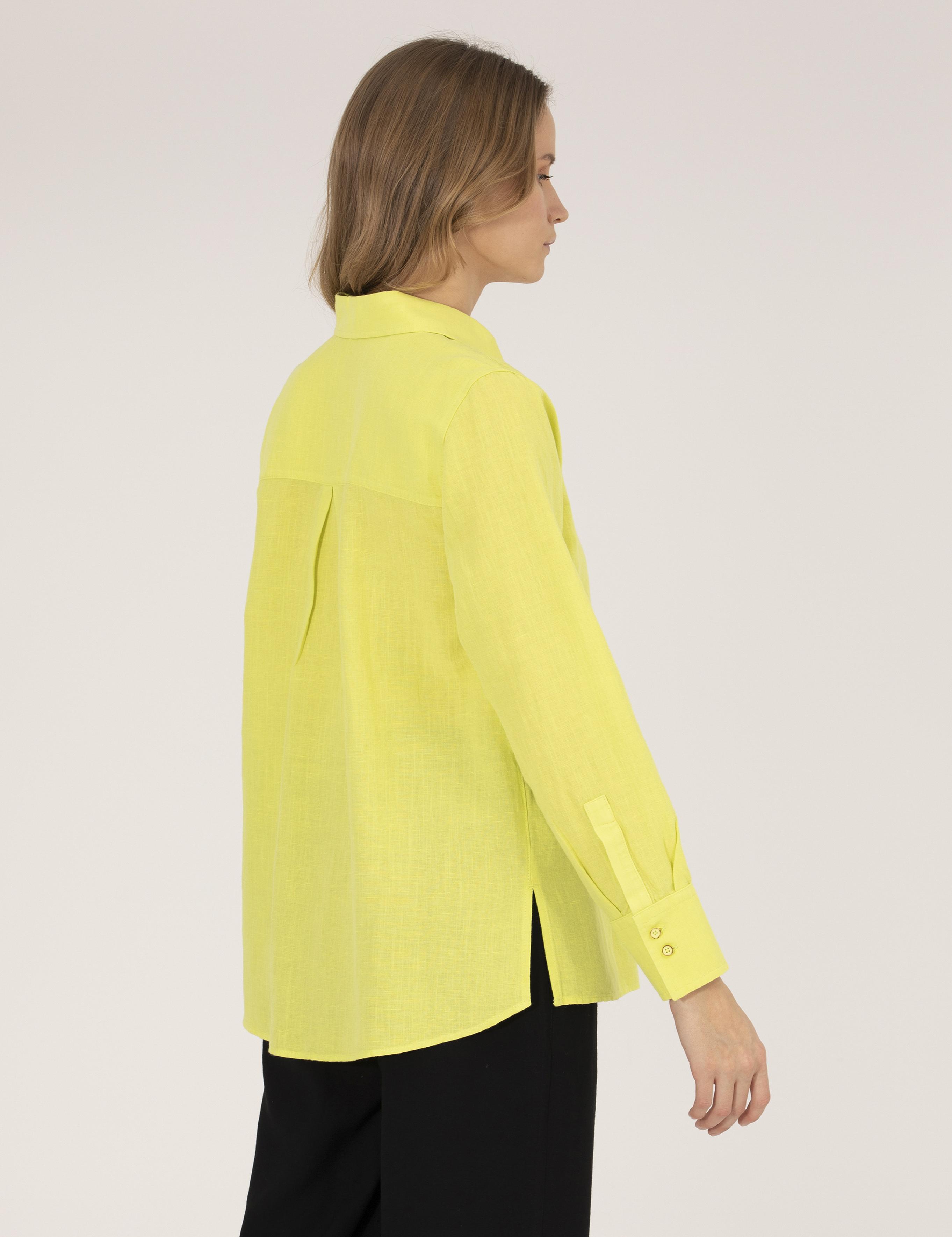 Sarı Keten Karışımlı Gömlek