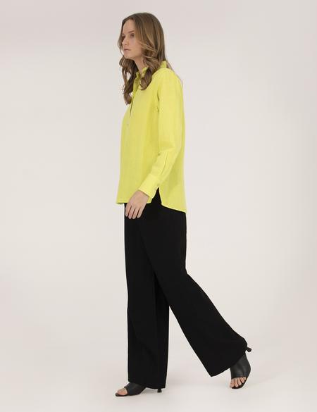 Sarı Keten Karışımlı Gömlek - 50262568040