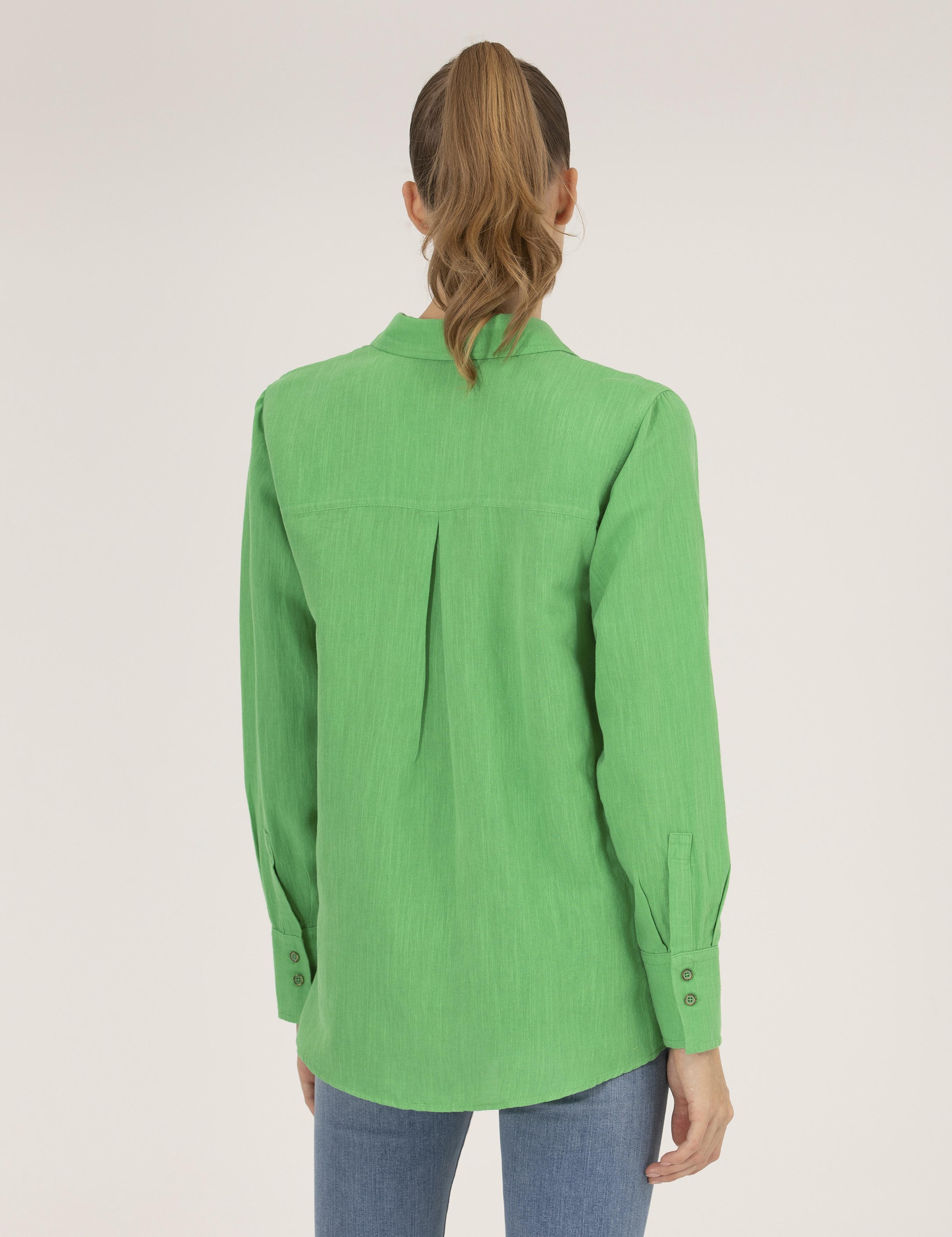 Yeşil Keten Karışımlı Gömlek