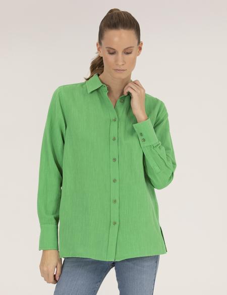 Yeşil Keten Karışımlı Gömlek - 50262568067