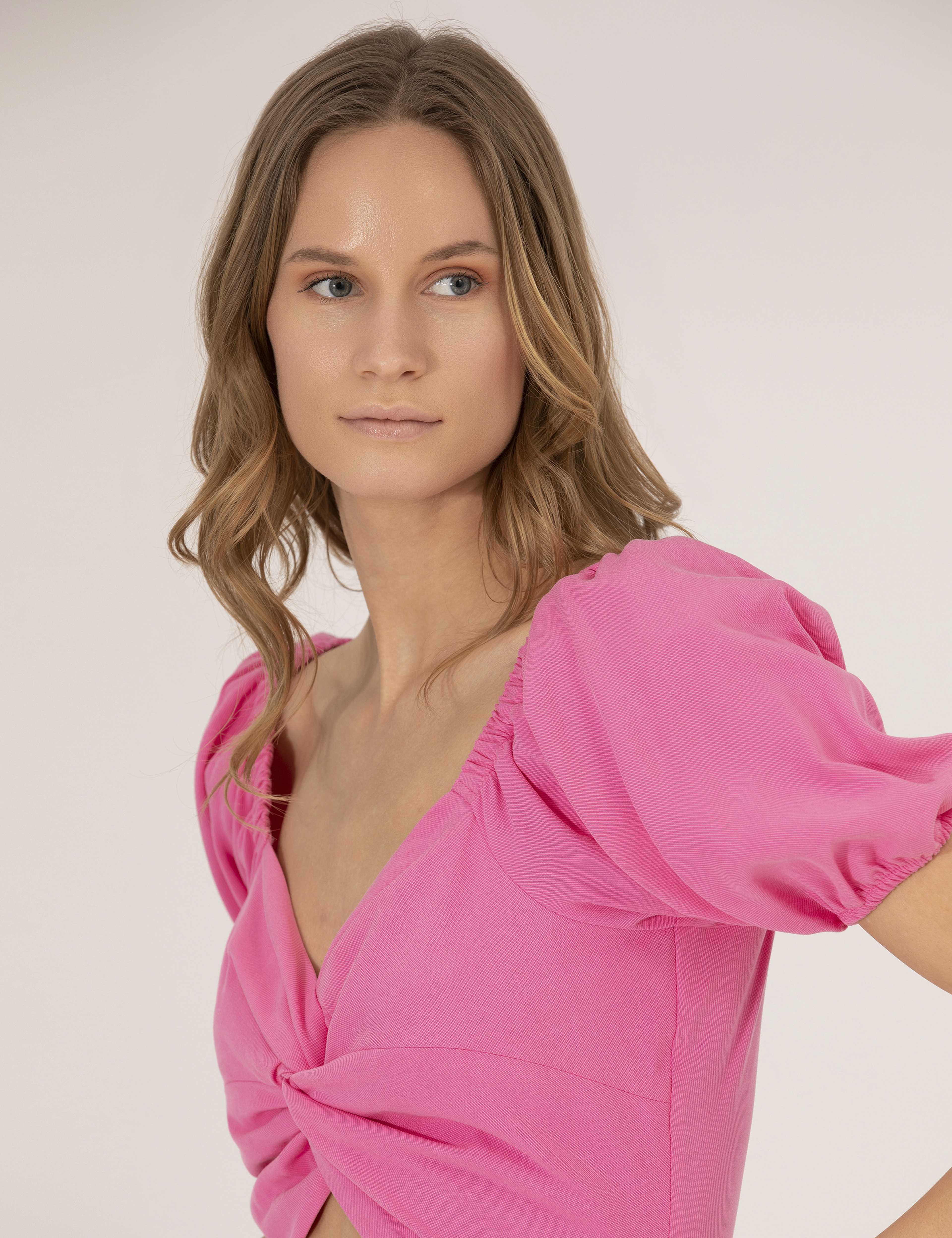Pembe Slim Fit Dokuma Elbise