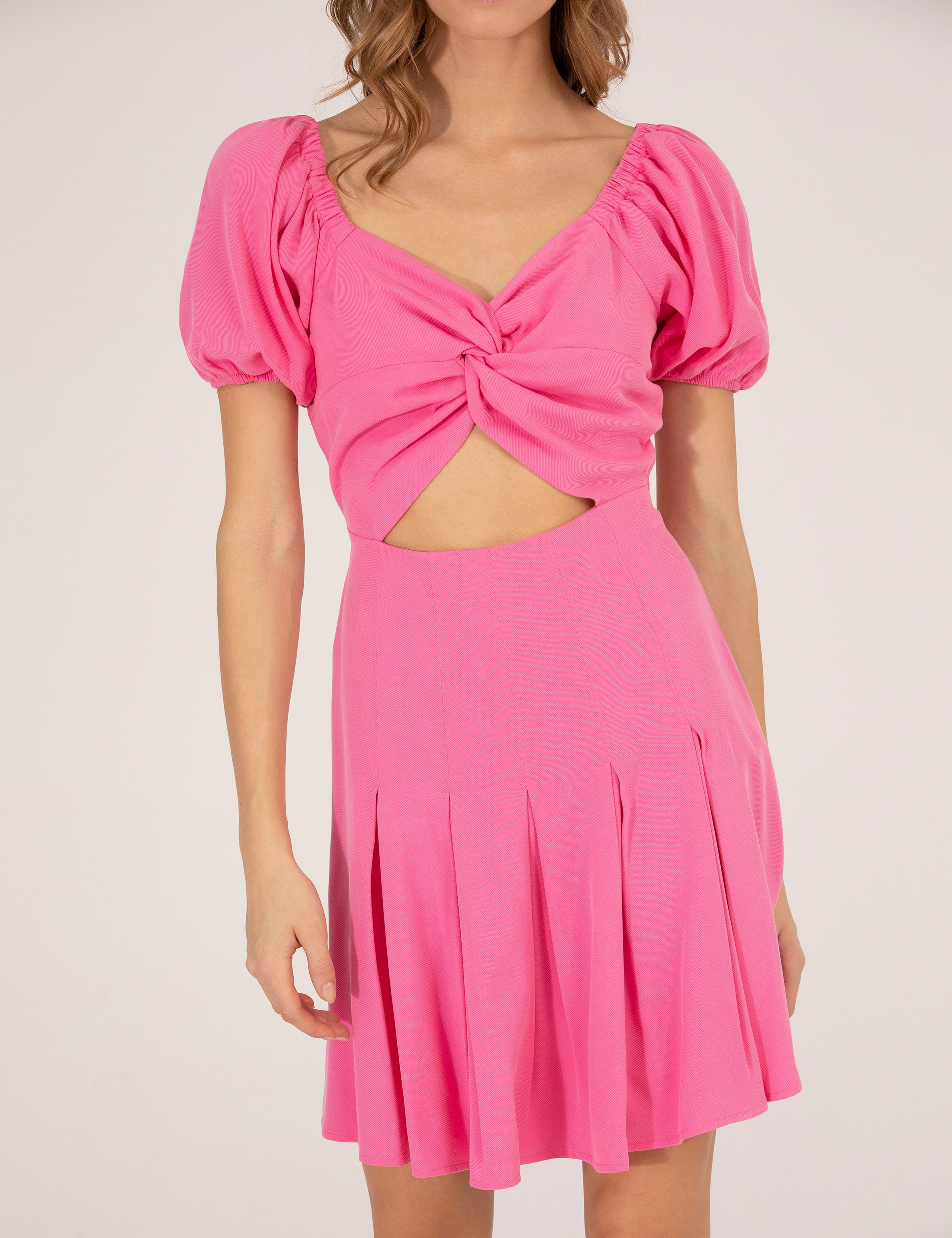 Pembe Slim Fit Dokuma Elbise - Image 6