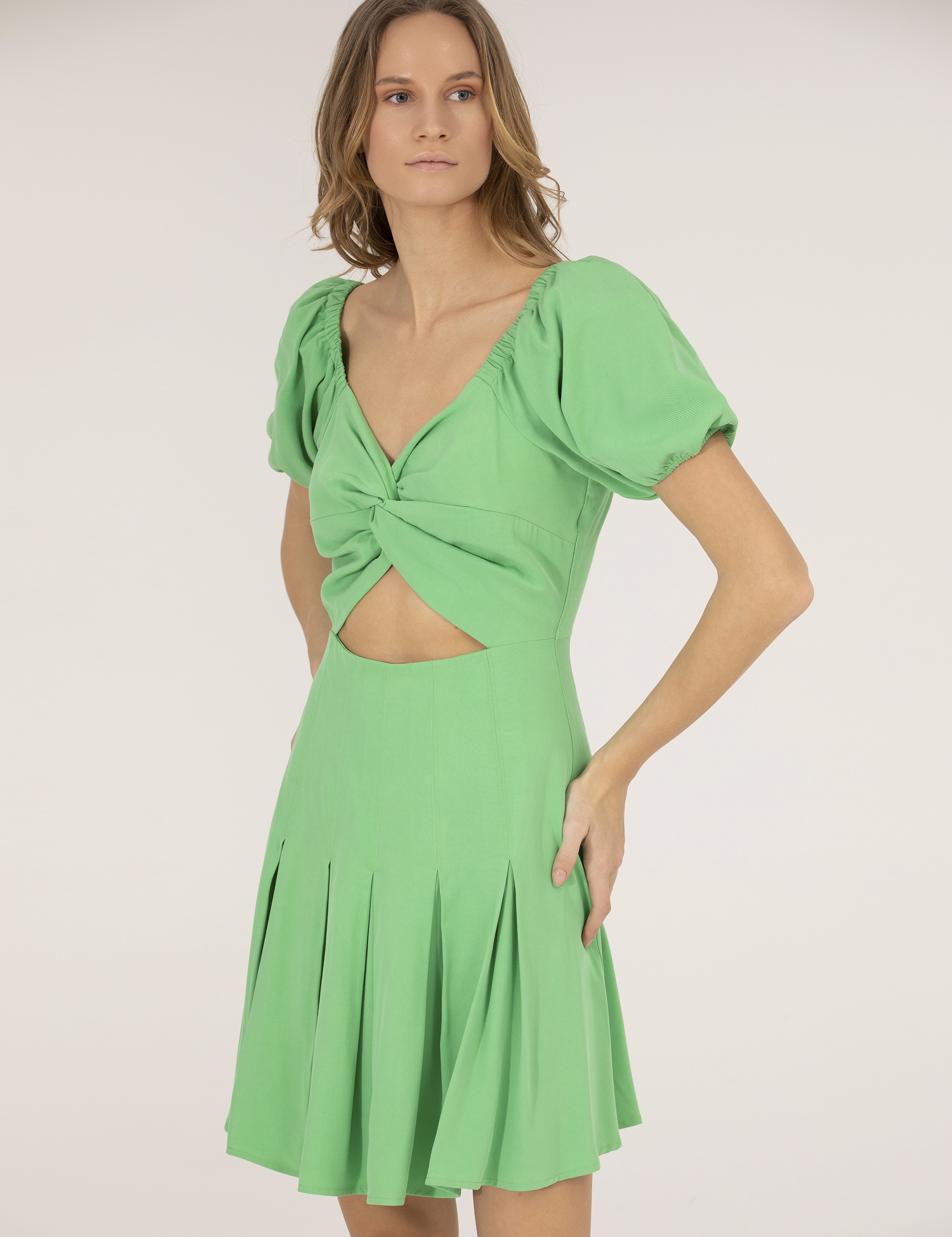 Zümrüt Slim Fit Dokuma Elbise - Image 2