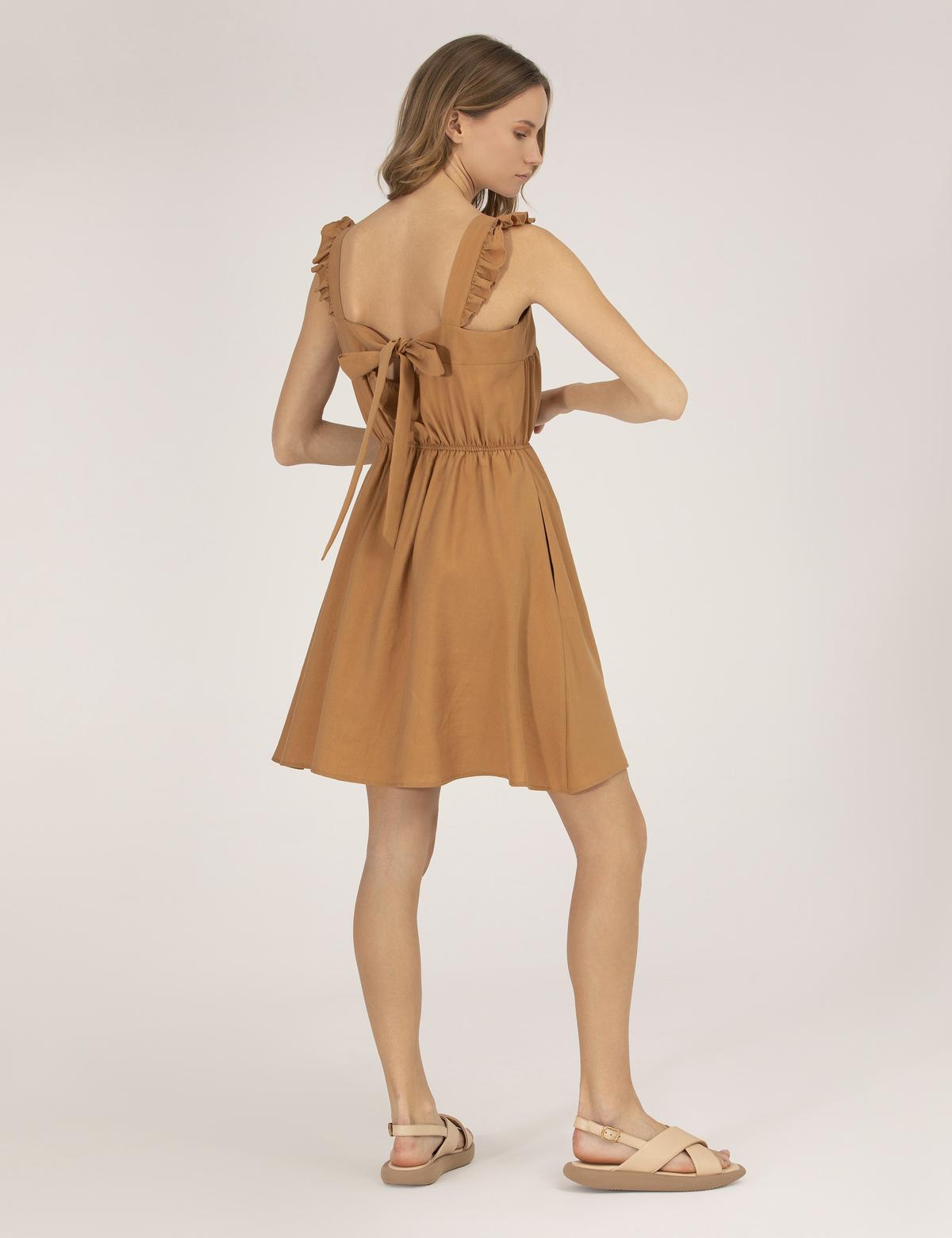 Camel Regular Fit Dokuma Elbise - 50262624025