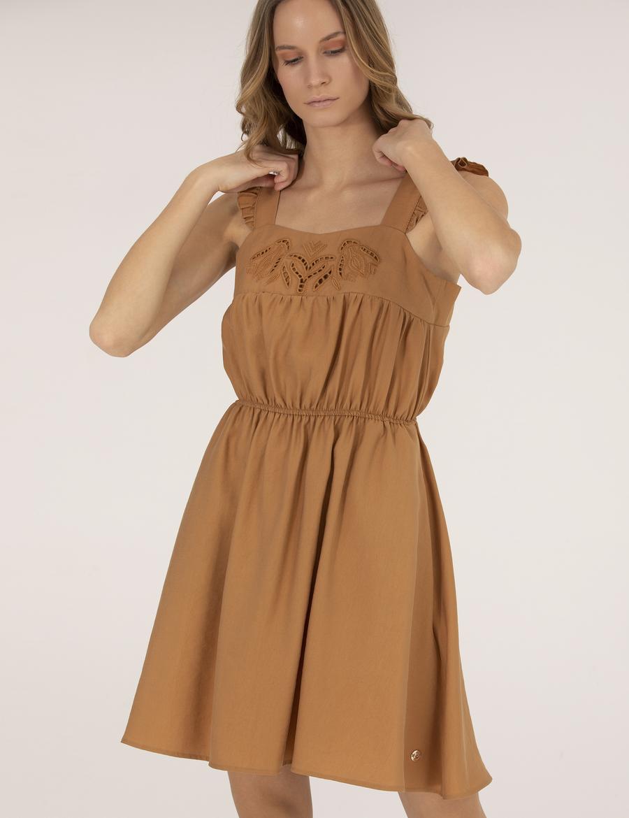 Camel Regular Fit Dokuma Elbise
