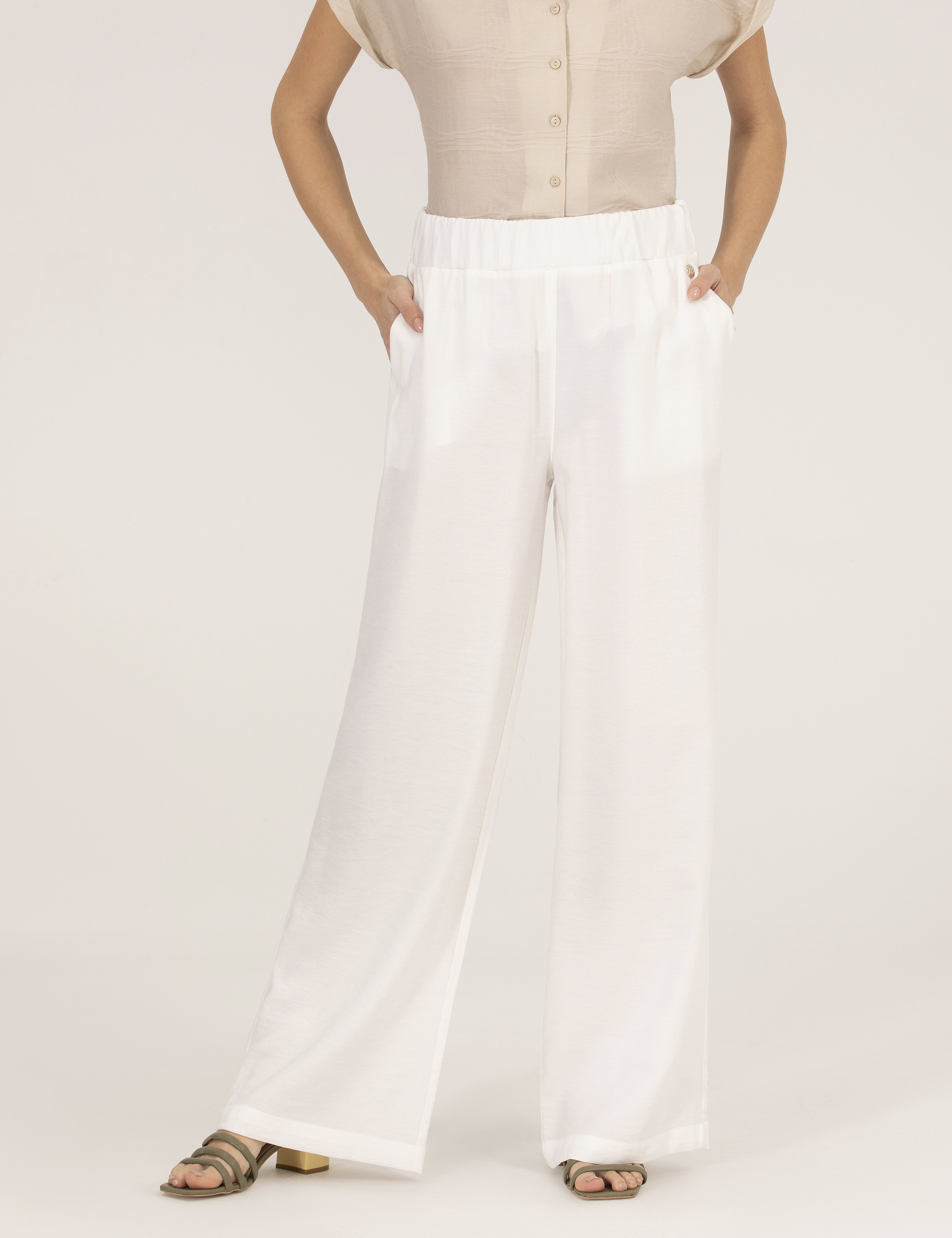 Ekru Loose Fit Pantolon