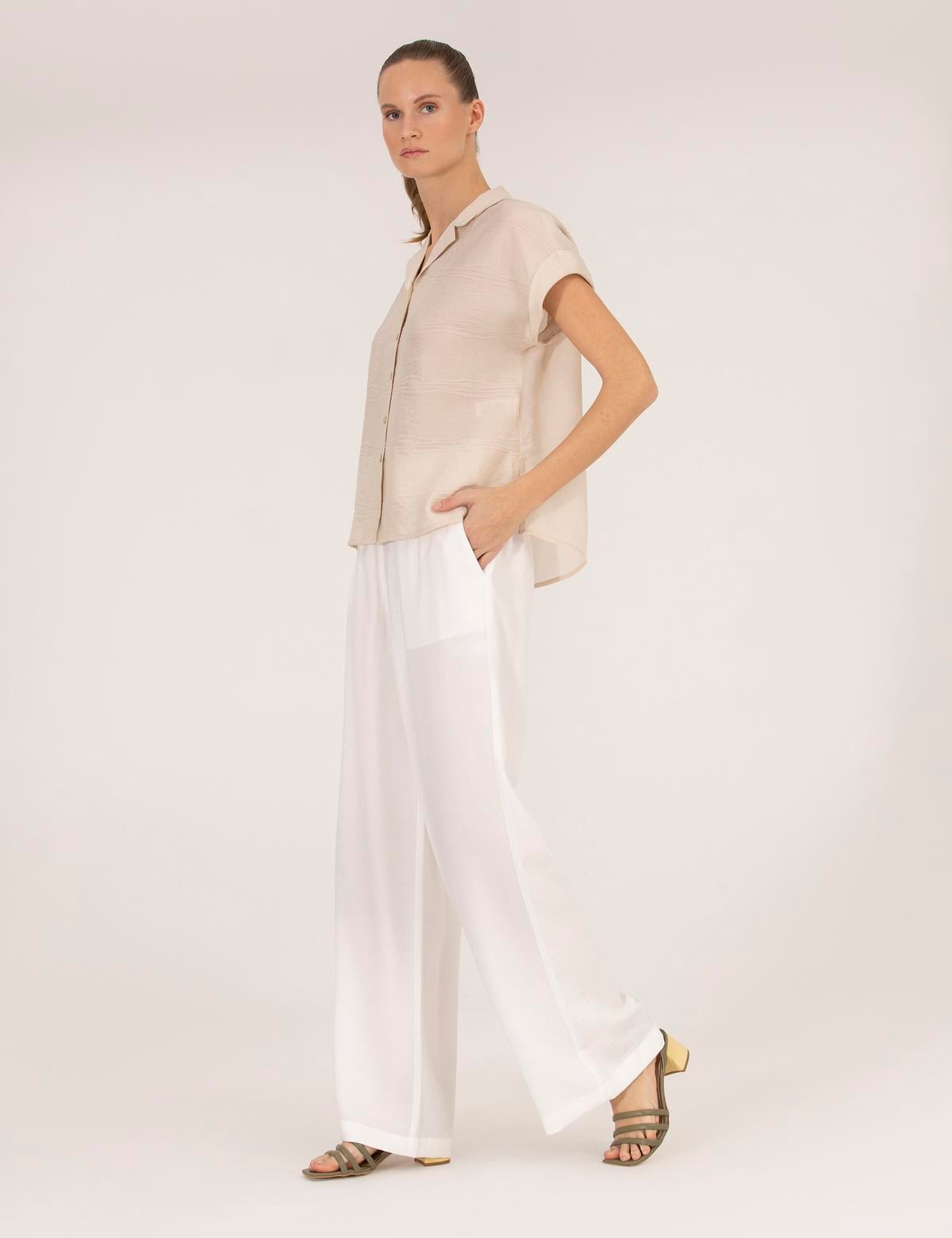 Ekru Loose Fit Pantolon