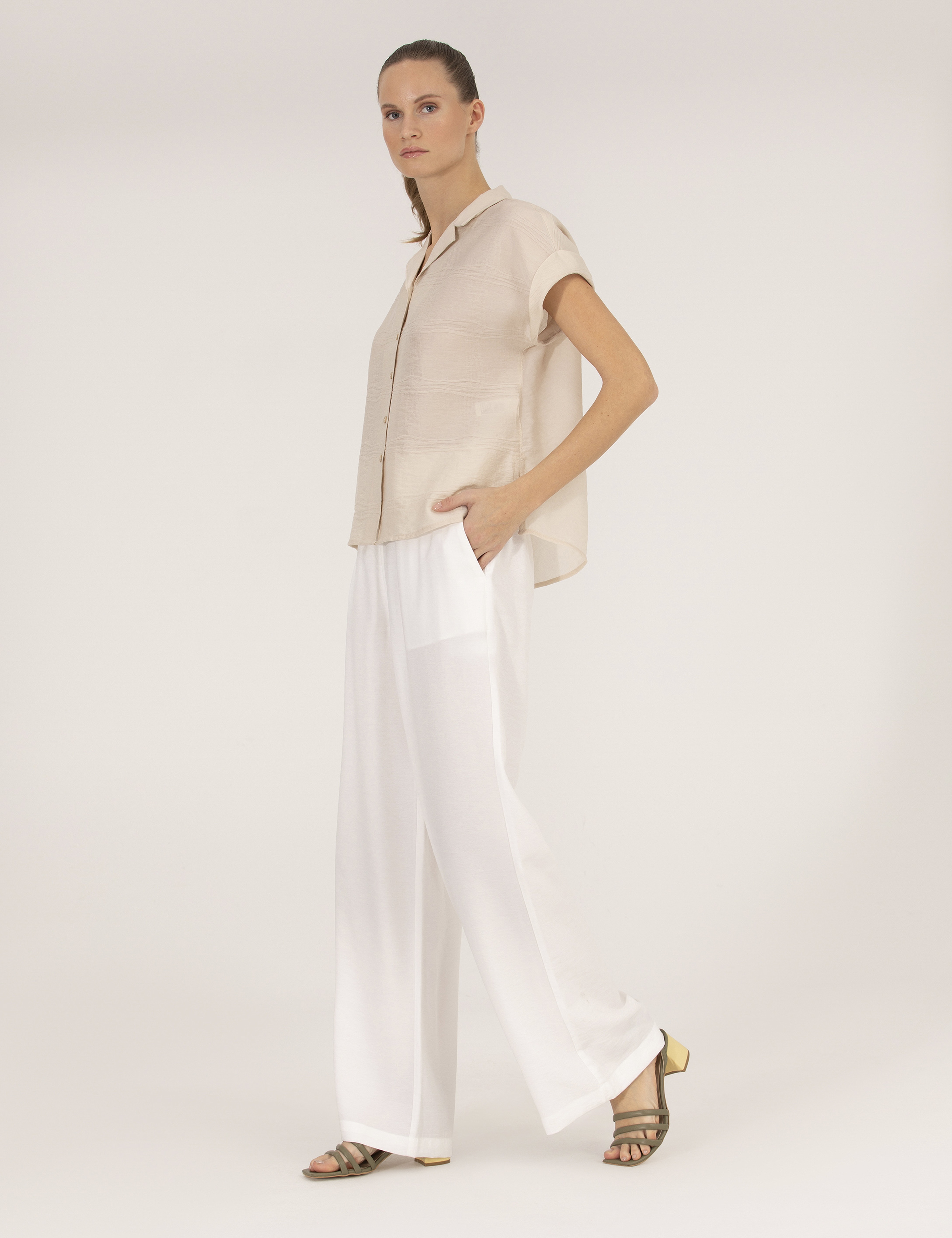 Ekru Loose Fit Pantolon