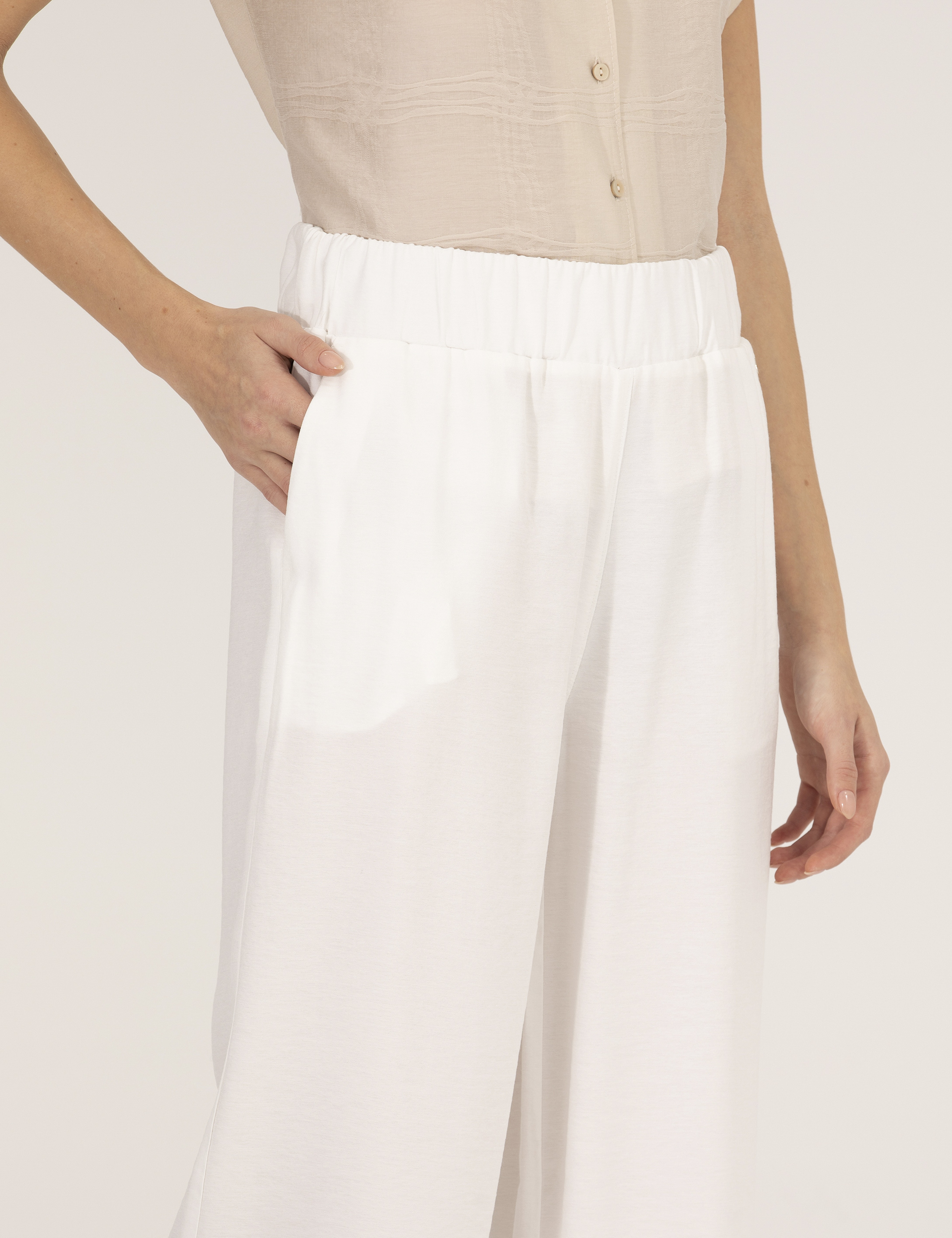 Ekru Loose Fit Pantolon