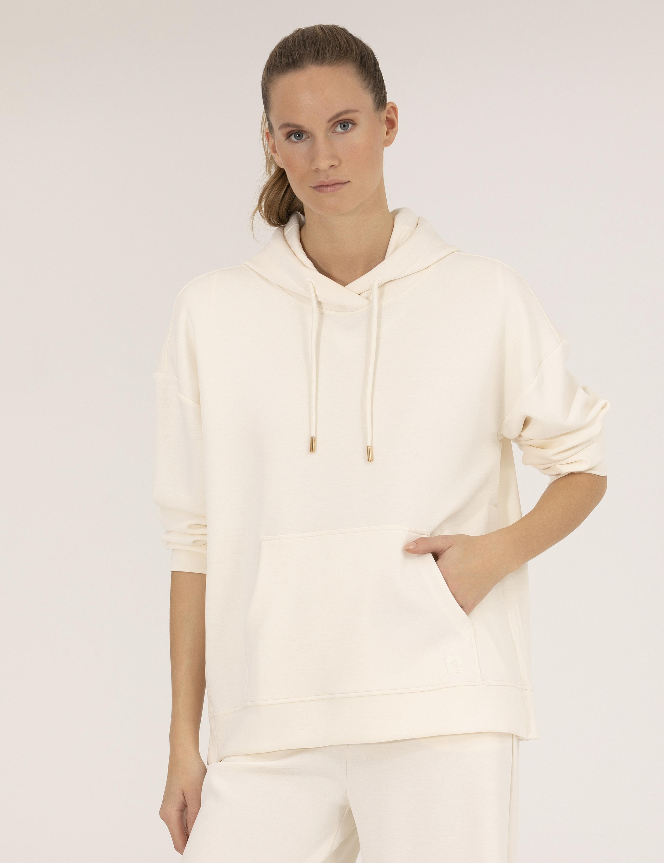 Ekru Comfort Fit Kapüşonlu Sweatshirt