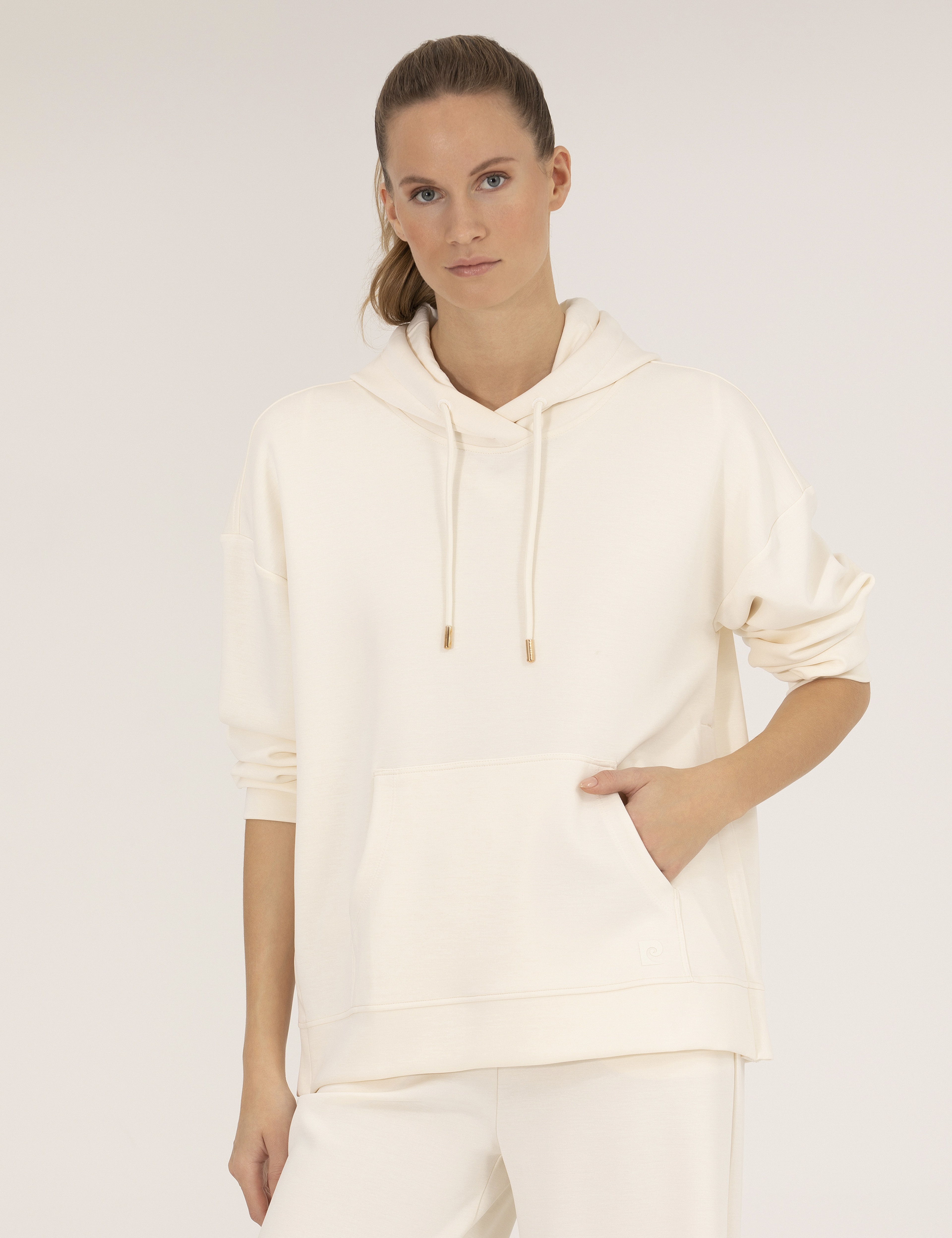 Ekru Comfort Fit Kapüşonlu Sweatshirt - Image 1