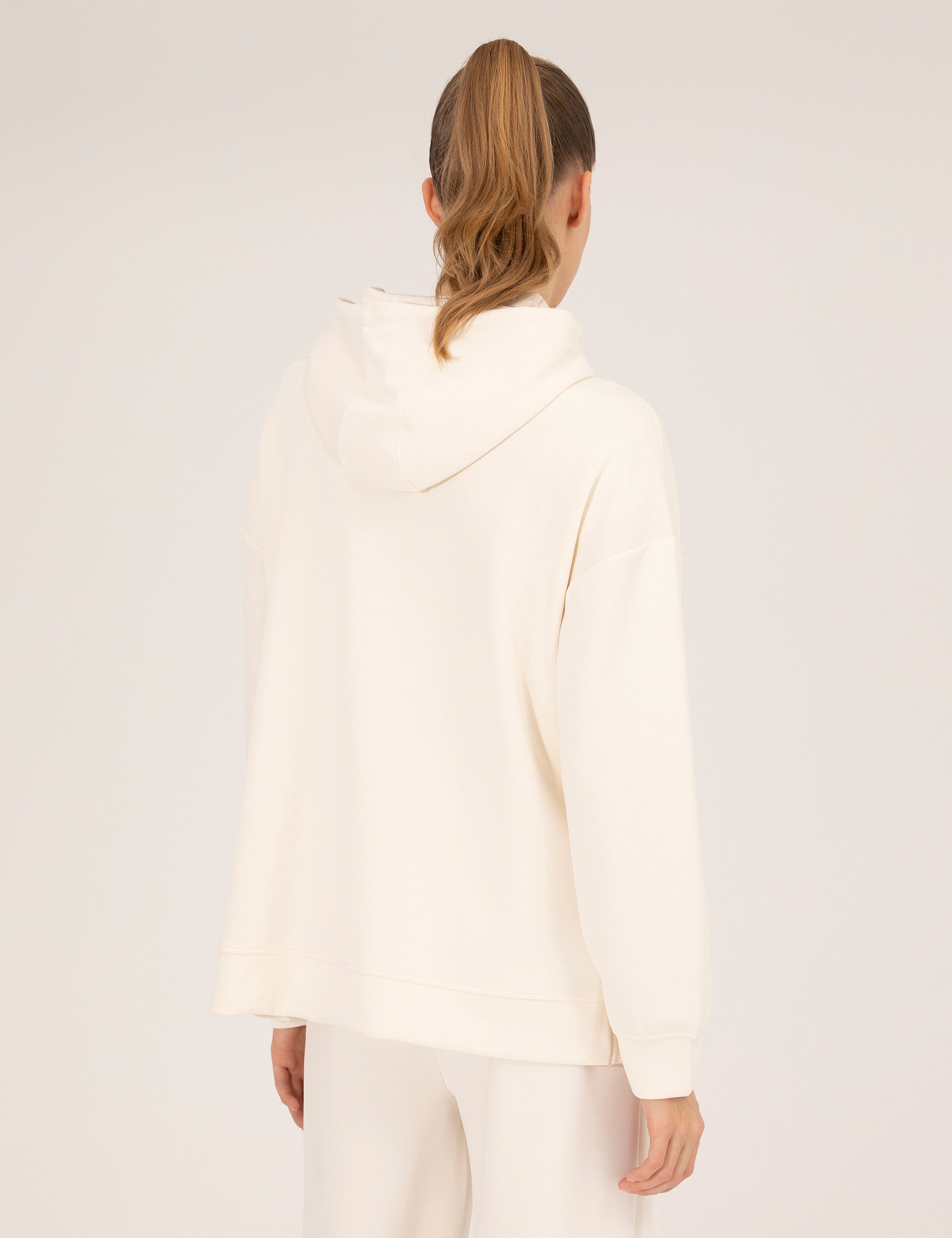 Ekru Comfort Fit Kapüşonlu Sweatshirt - Image 5