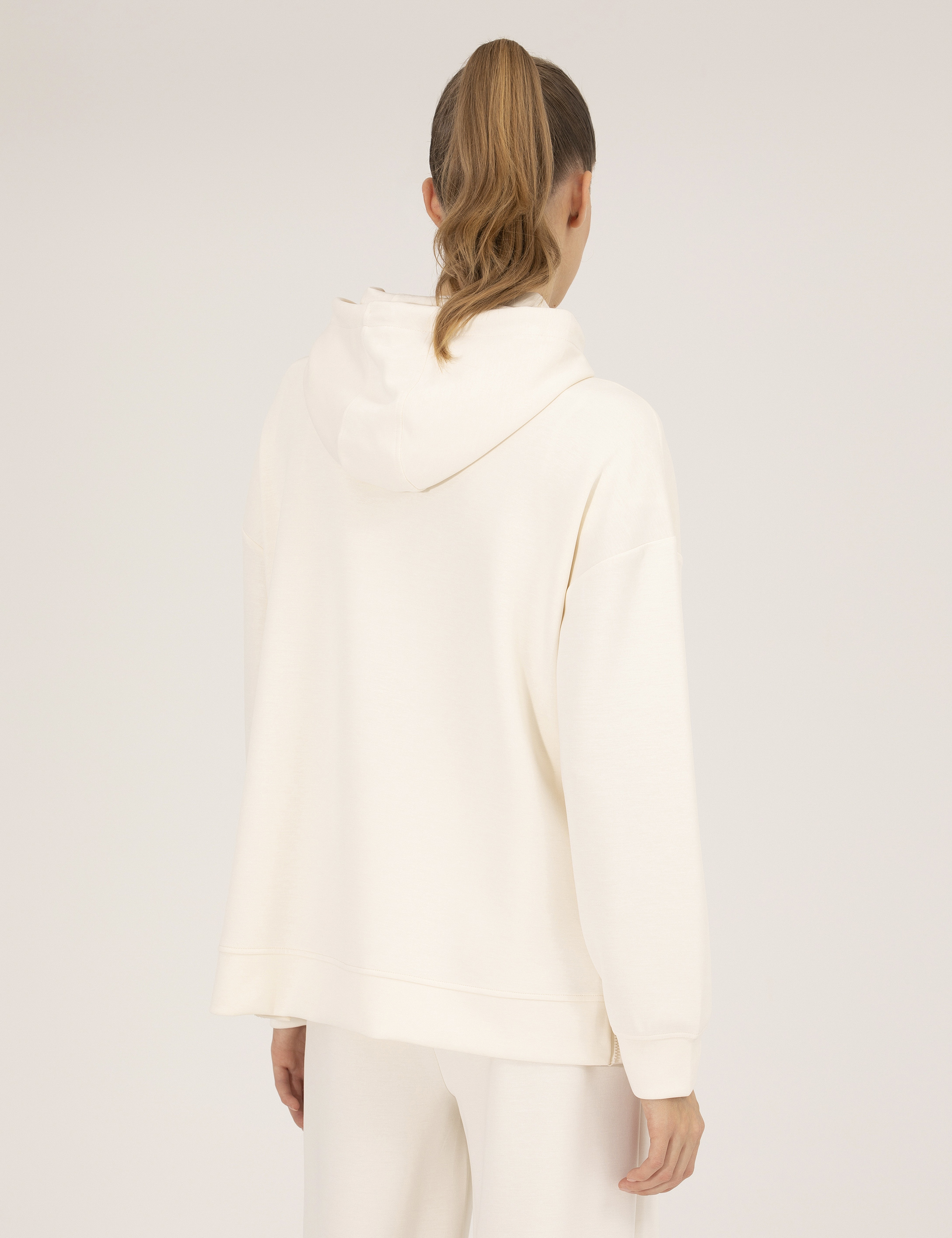 Ekru Comfort Fit Kapüşonlu Sweatshirt