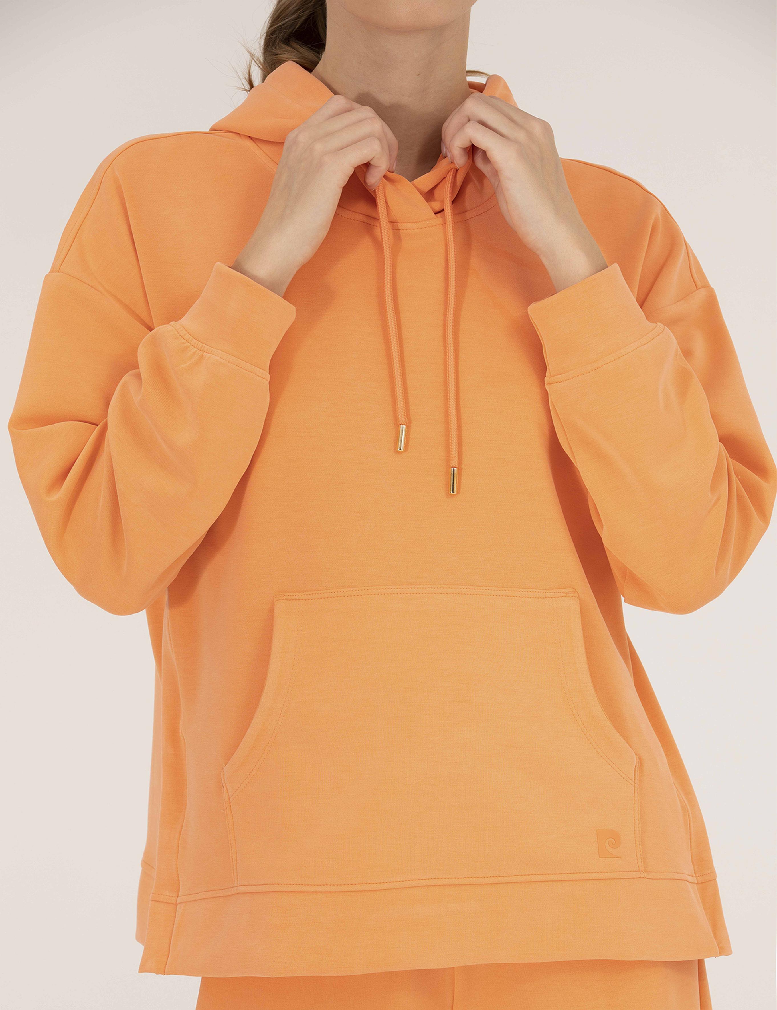 Turuncu Comfort Fit Kapüşonlu Sweatshirt