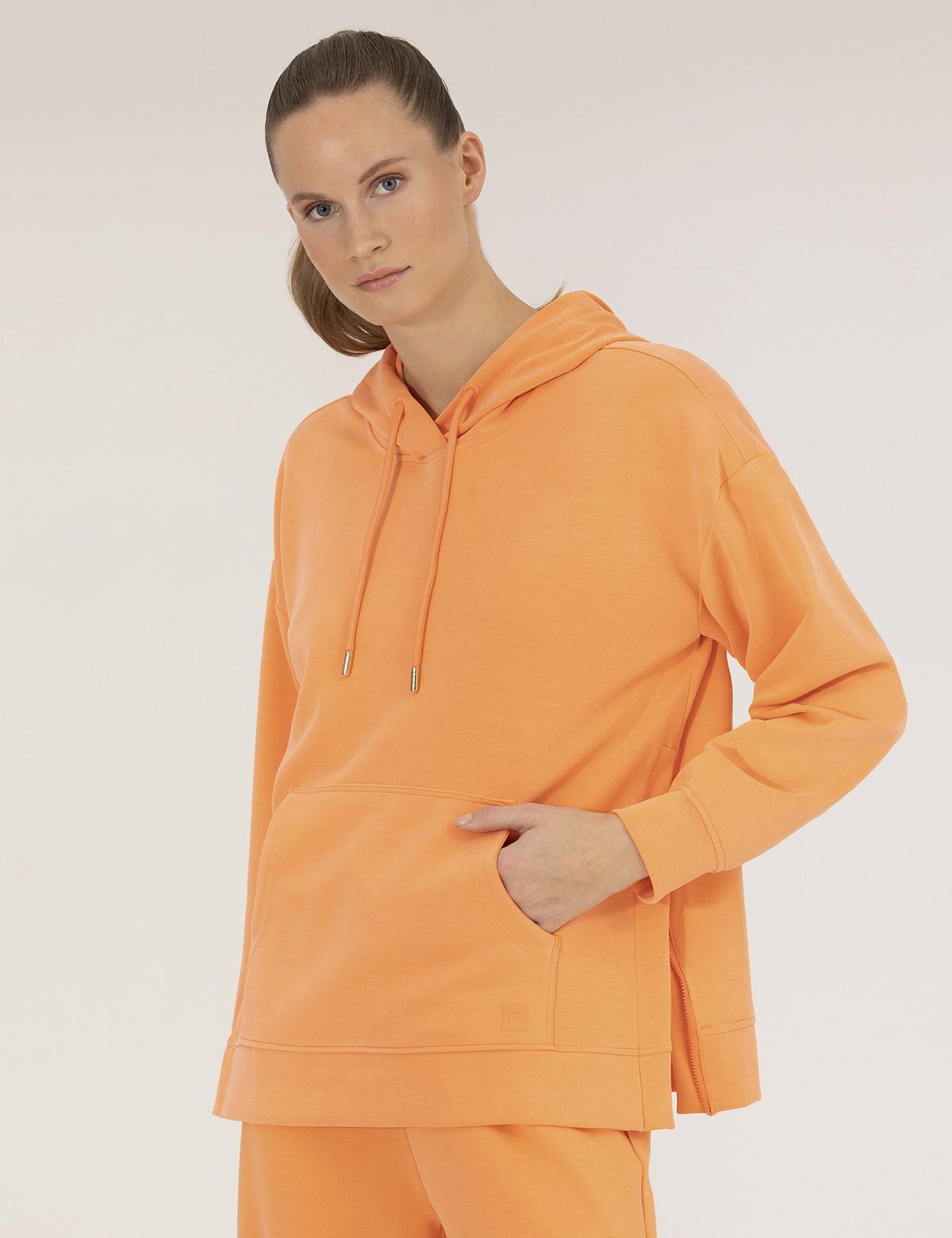 Turuncu Comfort Fit Kapüşonlu Sweatshirt