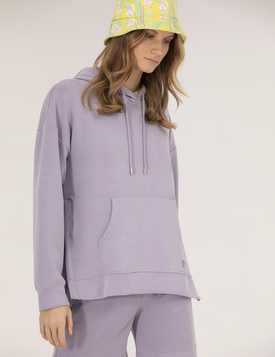 Lila Comfort Fit Kapüşonlu Sweatshirt