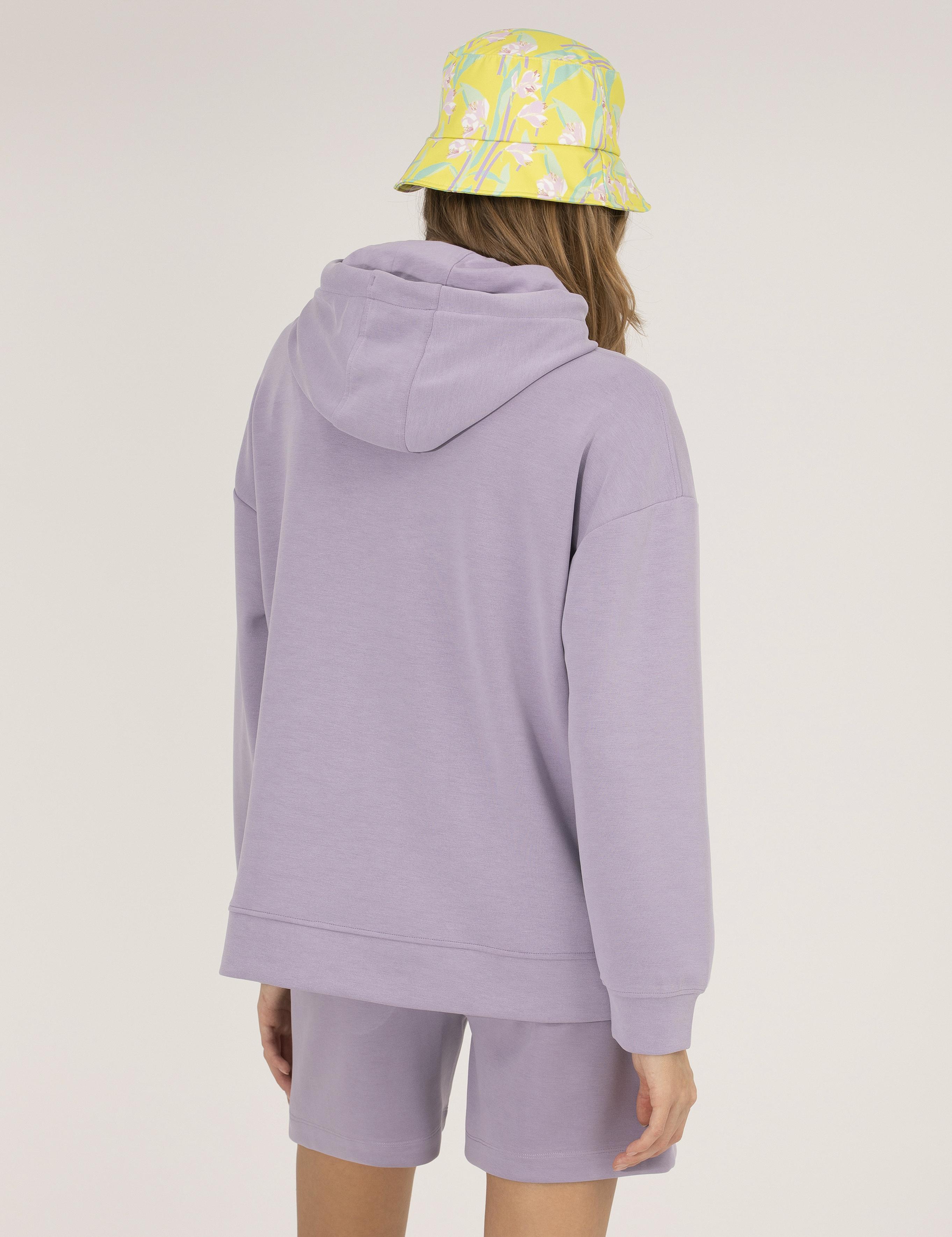 Lila Comfort Fit Kapüşonlu Sweatshirt