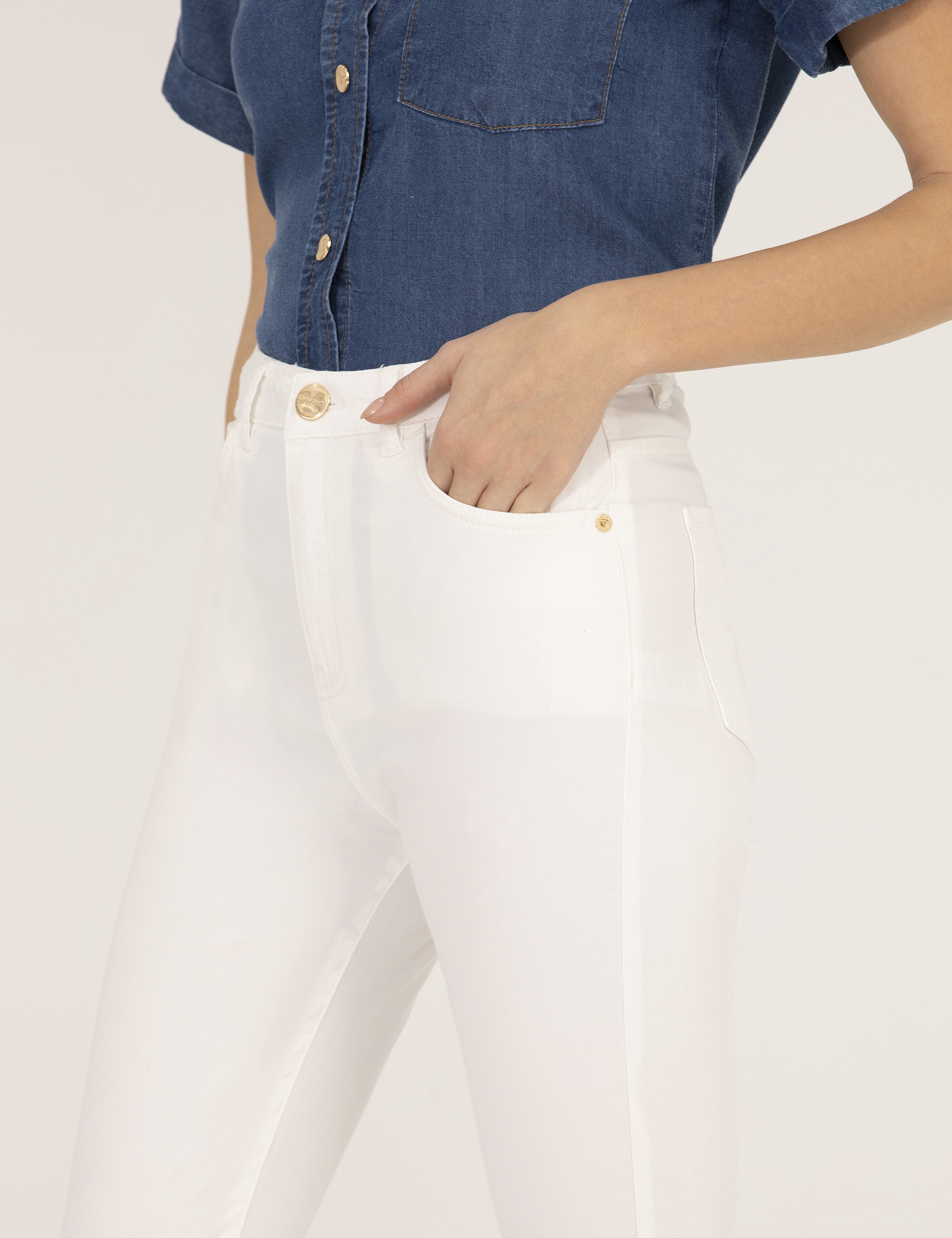 Ekru Skinny Fit Pantolon - Image 5