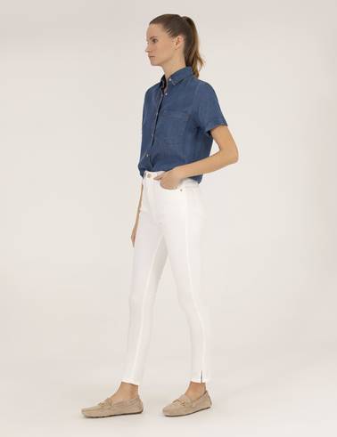 Ekru Skinny Fit Pantolon