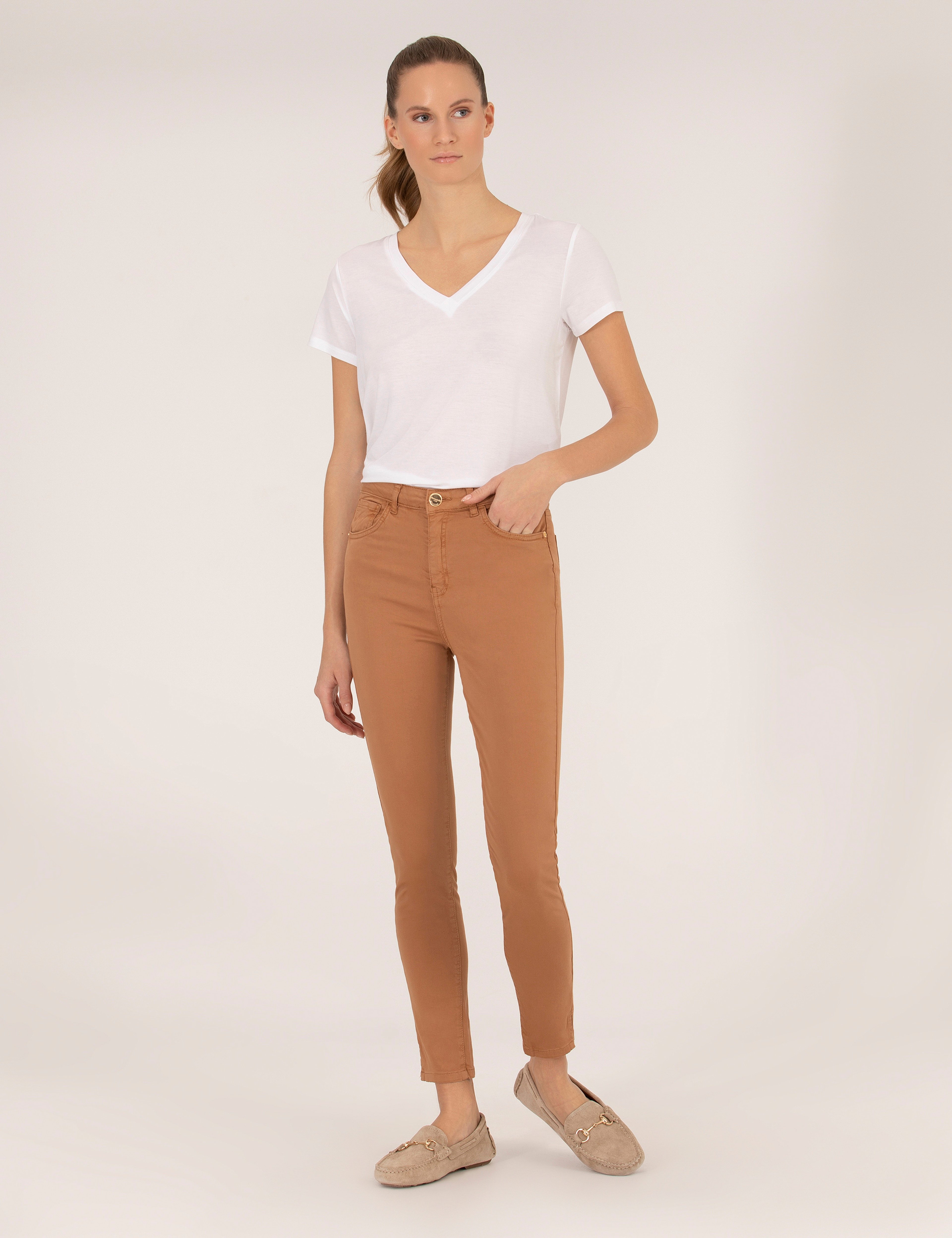Kahverengi Skinny Fit Pantolon - Image 1