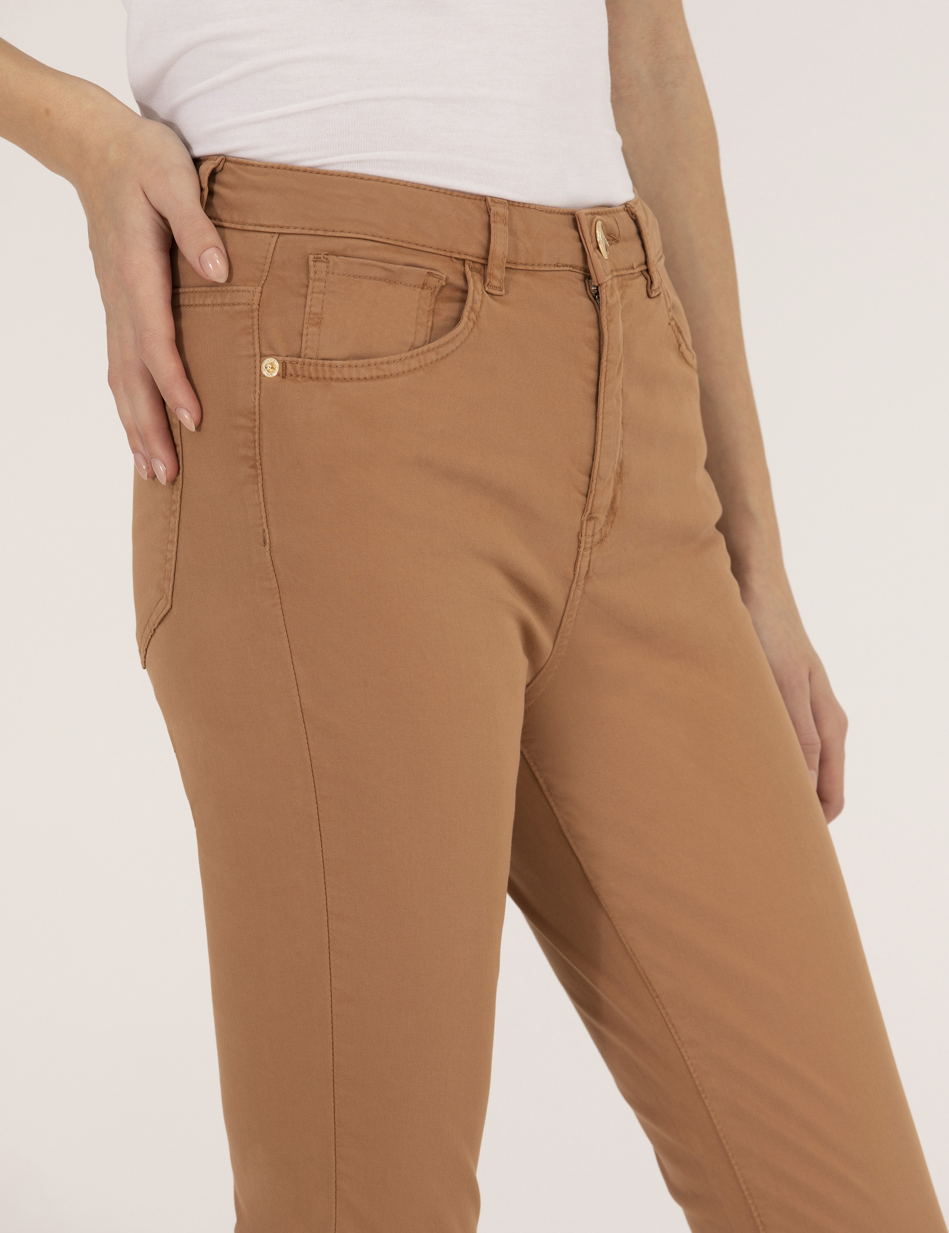 Kahverengi Skinny Fit Pantolon - Image 5