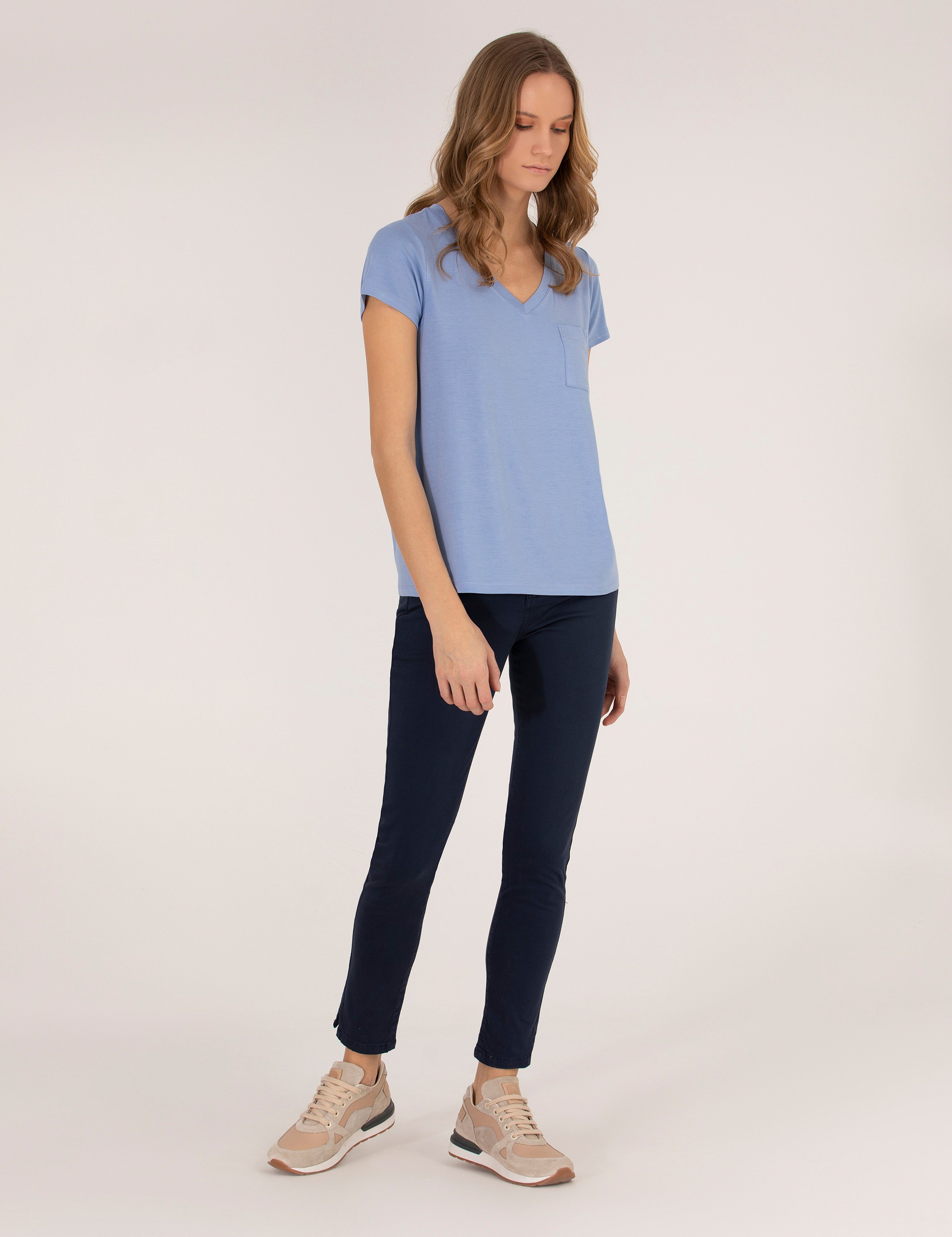 Lacivert Skinny Fit Kanvas Pantolon - Image 1