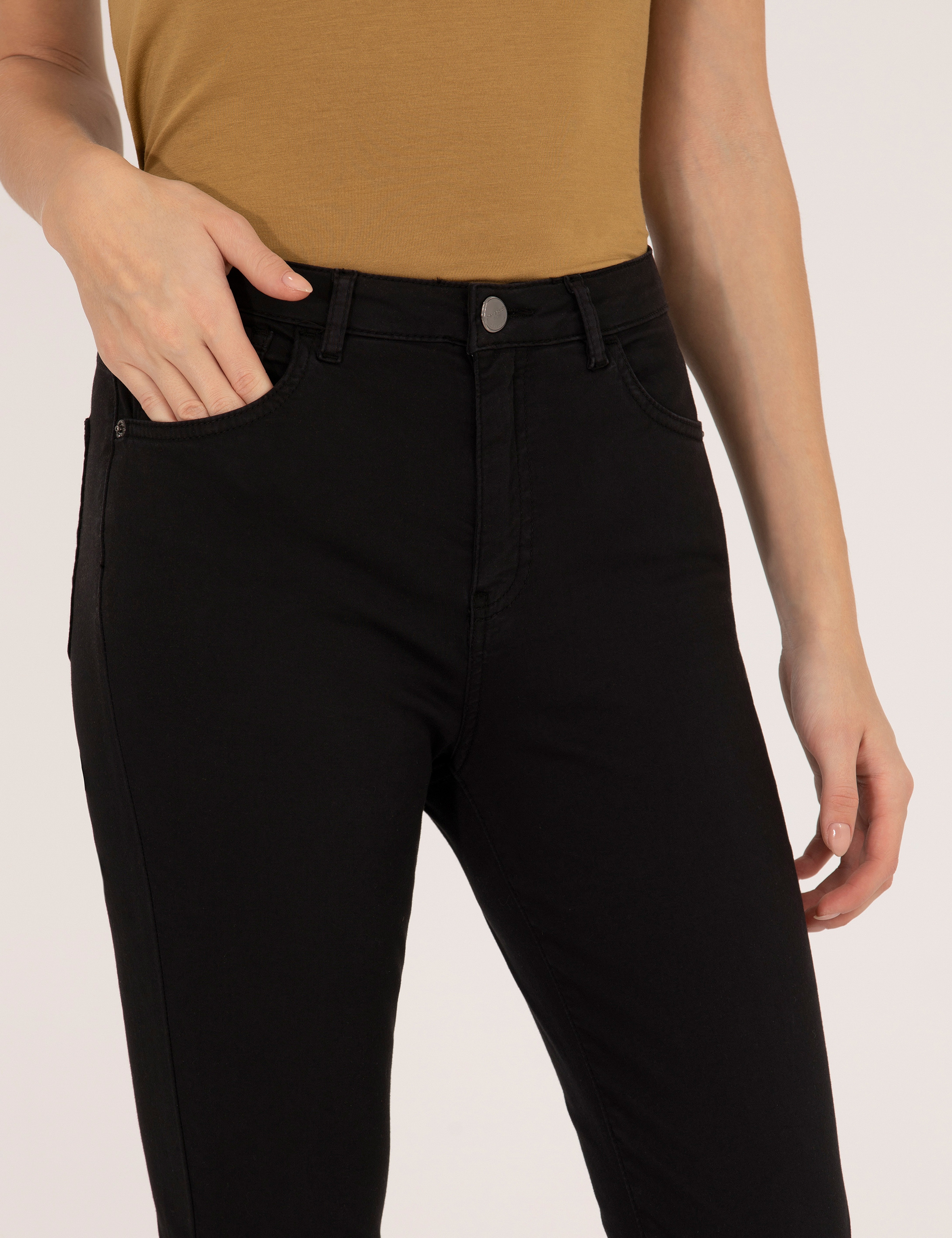 Siyah Skinny Fit Kanvas Pantolon - Image 5