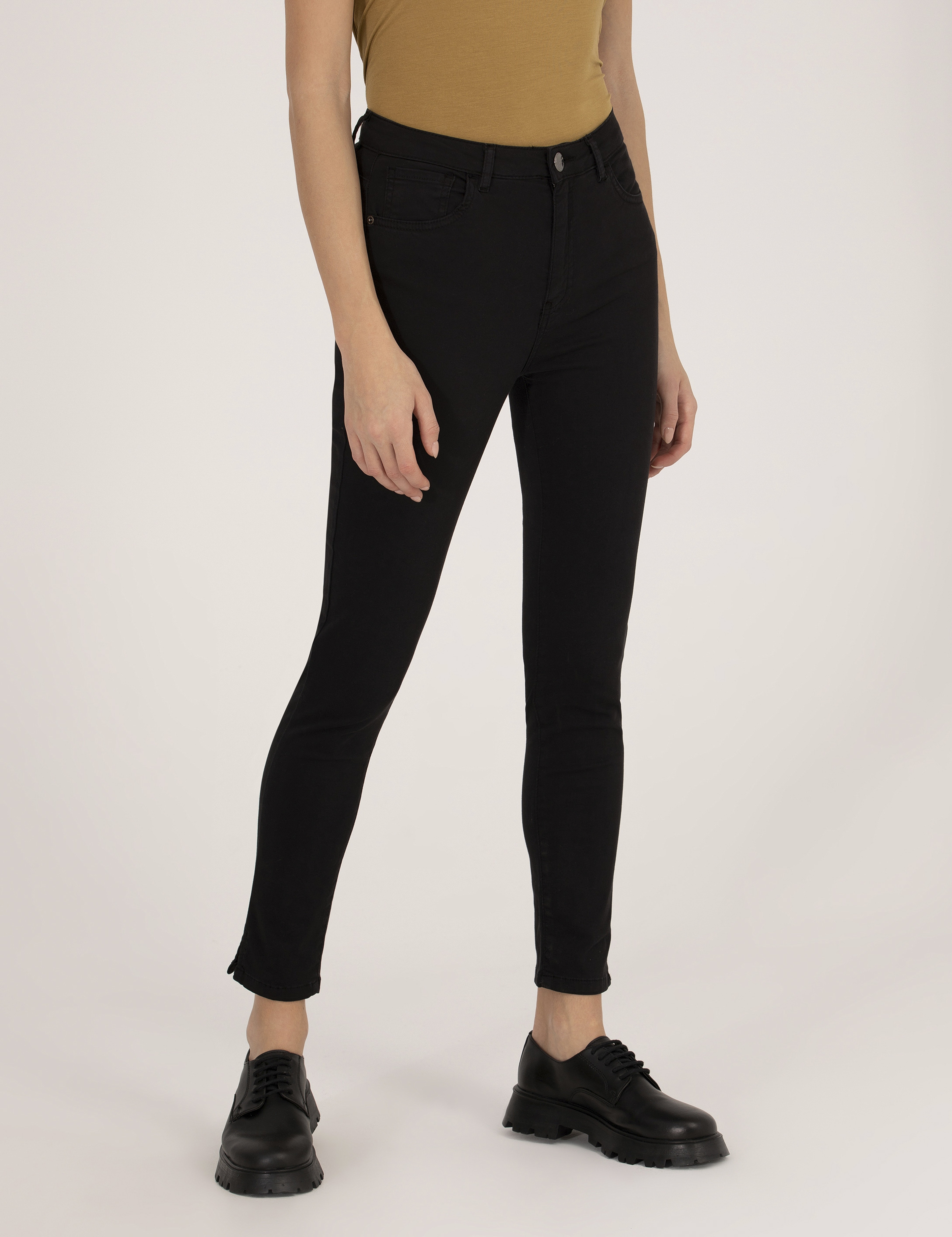 Siyah Skinny Fit Kanvas Pantolon - Image 2